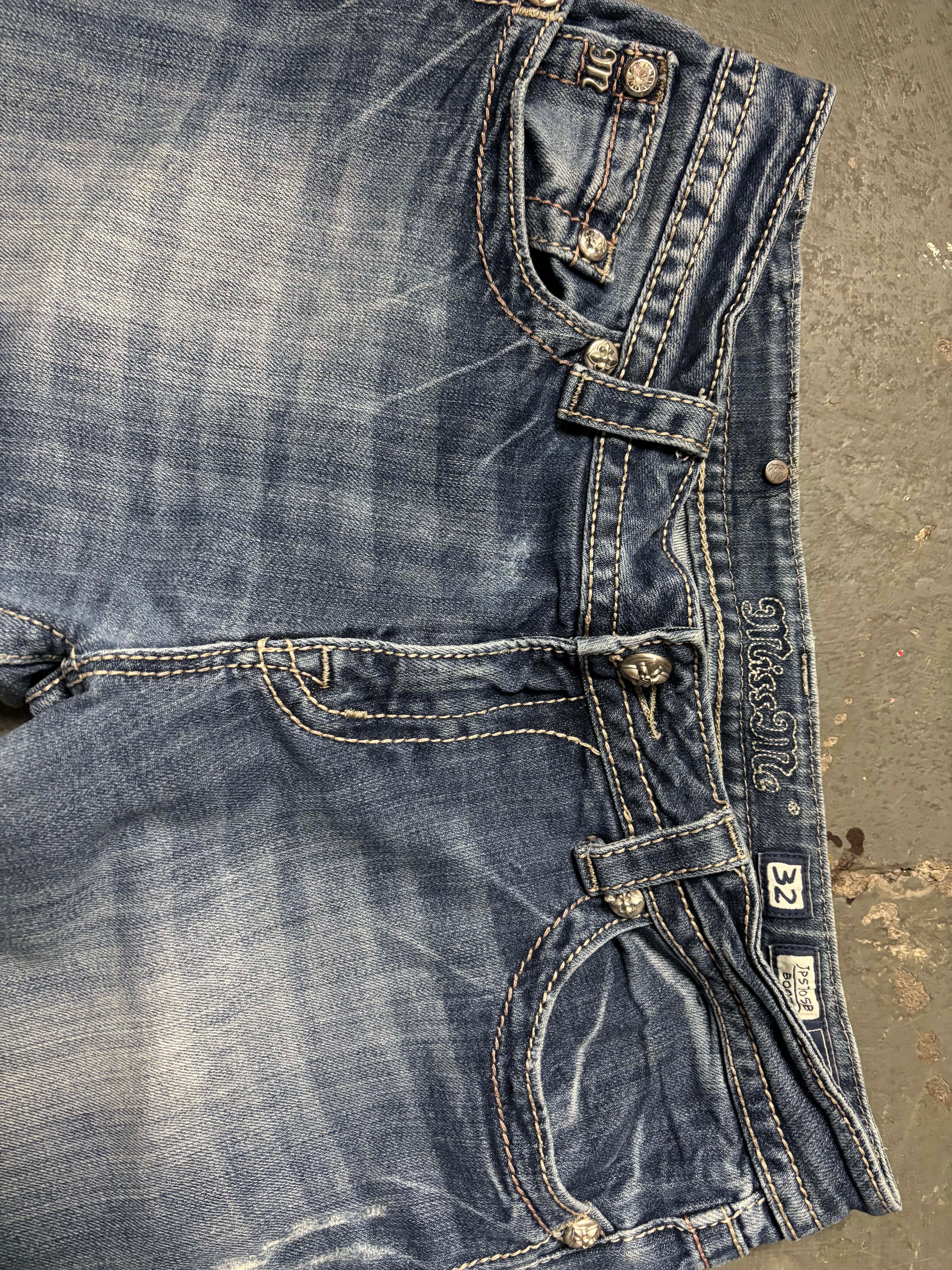 Miss Me Vintage Miss Me Studded Flap Pocket Factory Distressed Jeans