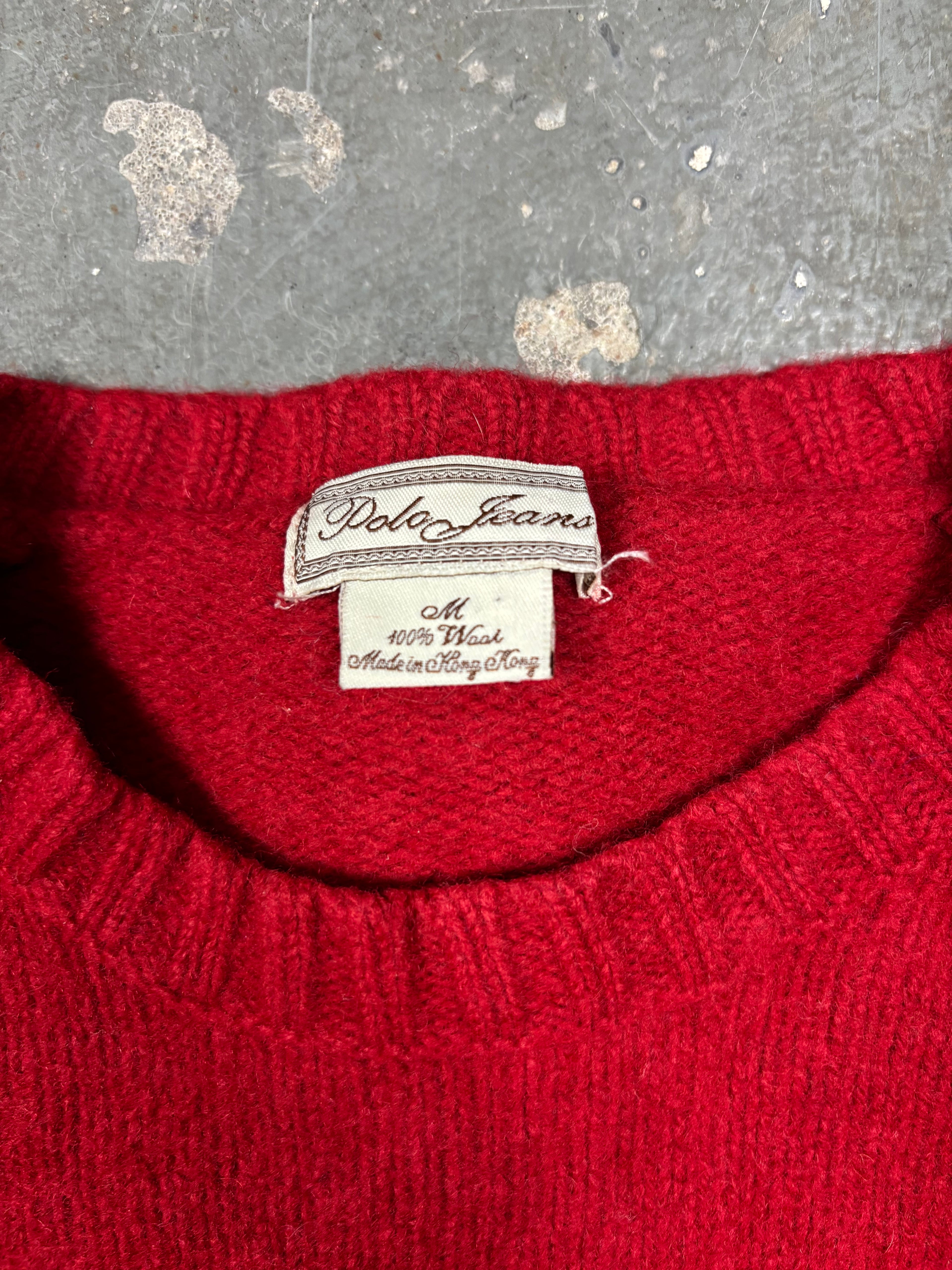 Vintage Polo Jeans Sweater Ralph Lauren Flag 100% Wool (XS/S)