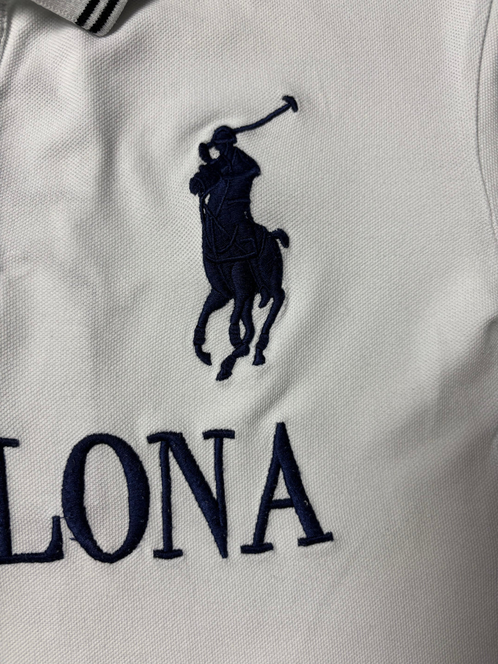 Vintage Polo Ralph Lauren Barcelona Crested Big Pony Polo Weiß L