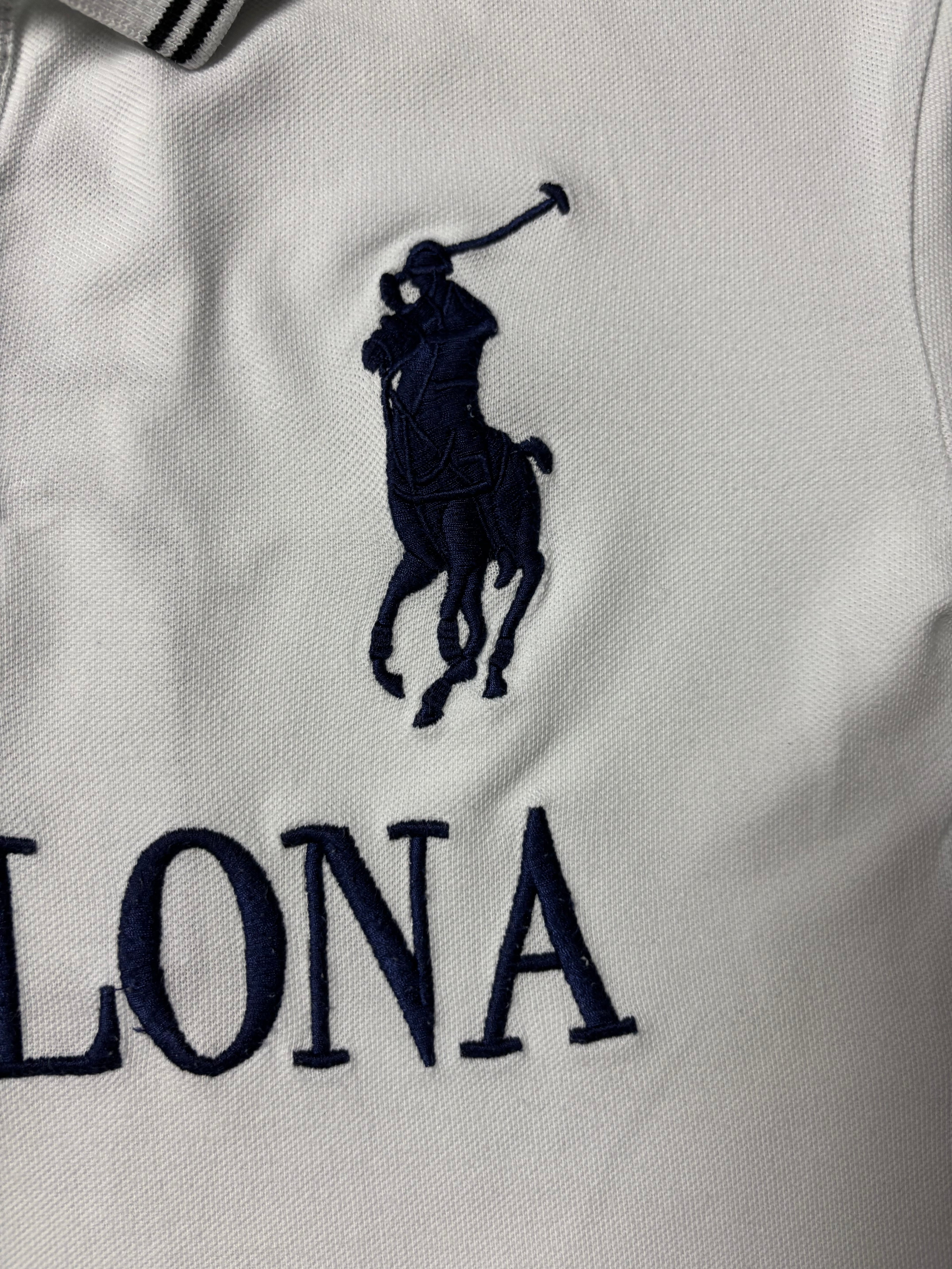 Vintage Polo Ralph Lauren Barcelona Crested Big Pony Polo Weiß L