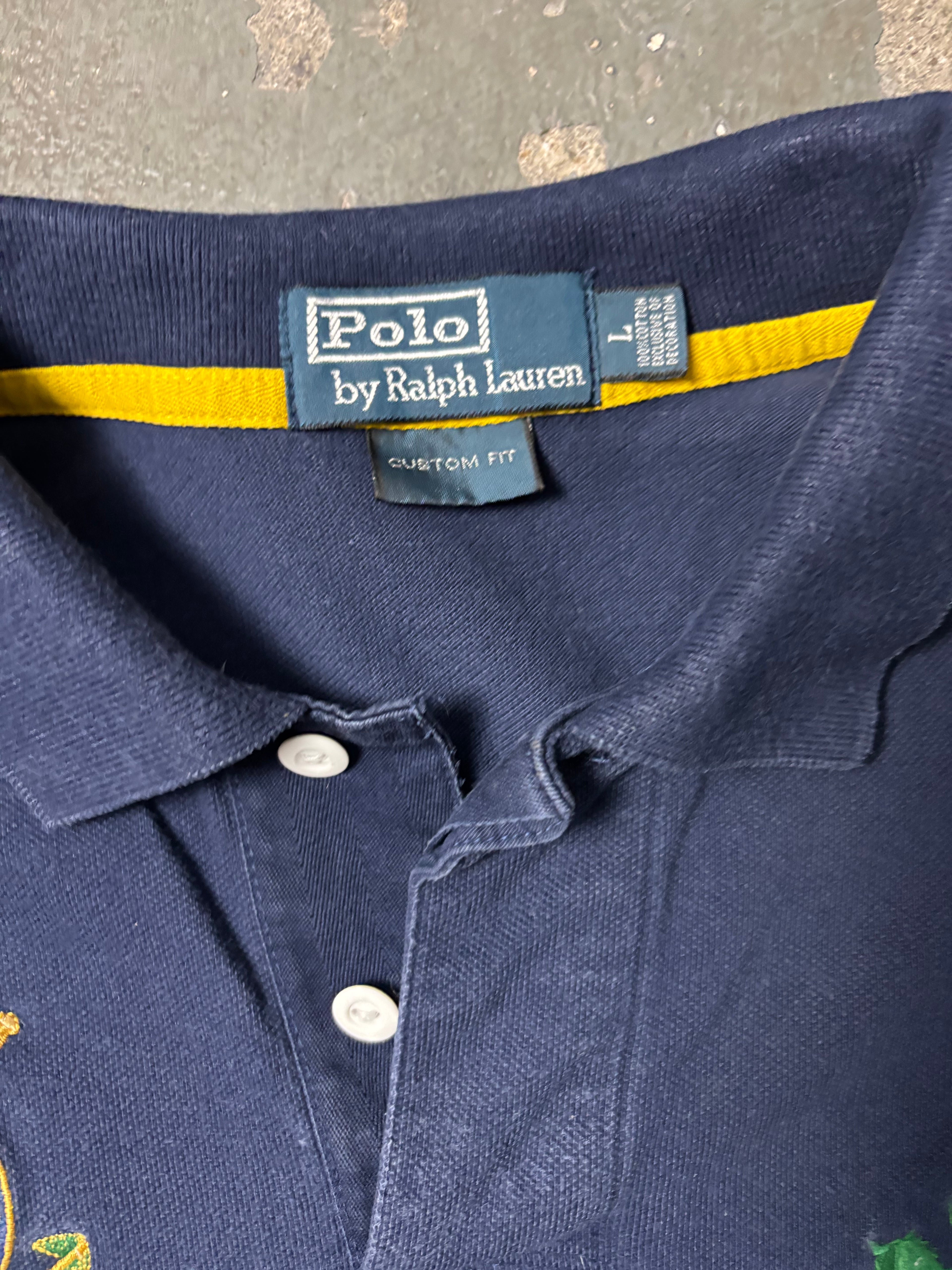 Vintage Polo Ralph Lauren Jockey Club Crest Shirt Navy