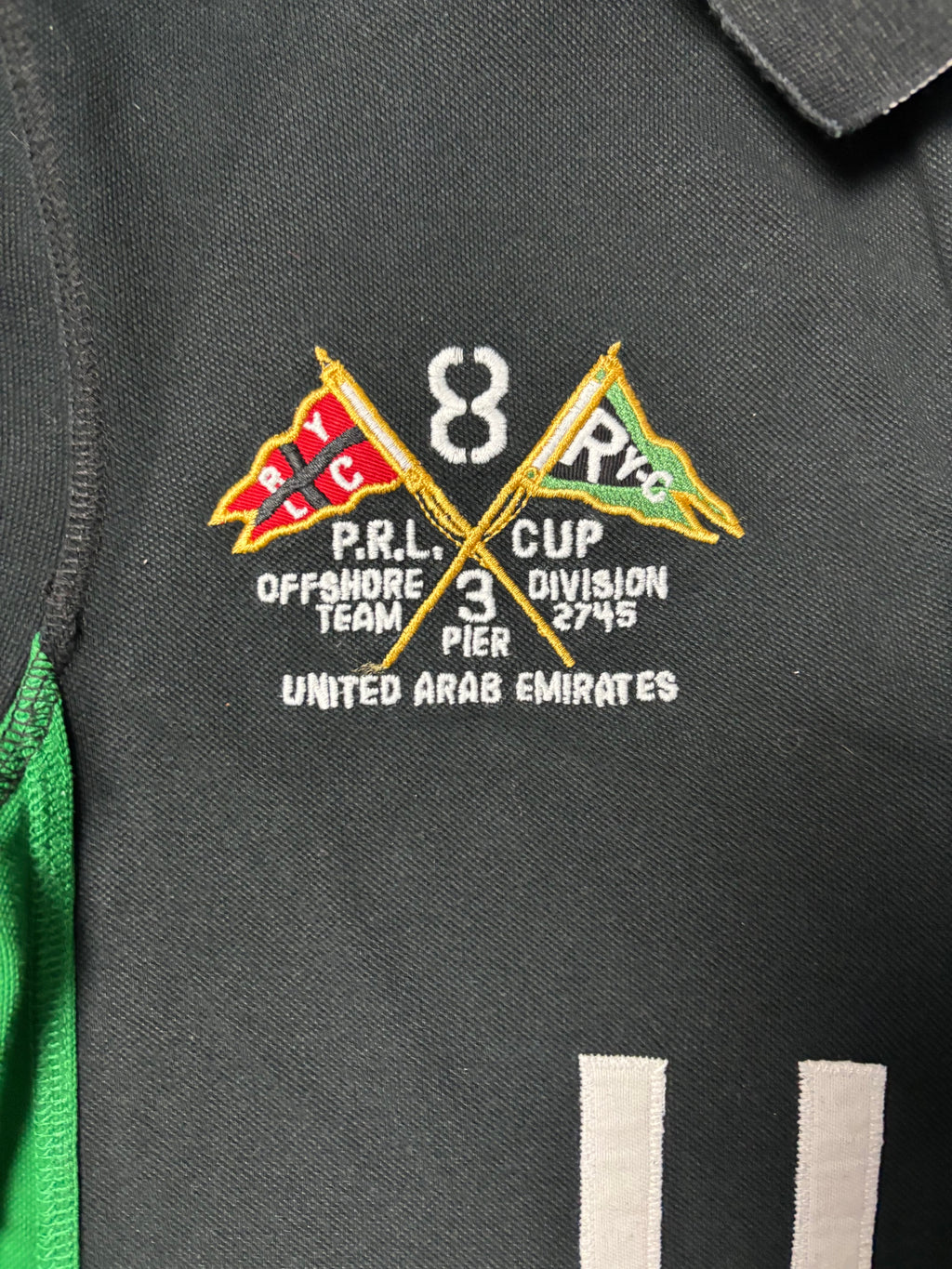 Vintage Polo Ralph Lauren UAE Dubai Ocean Challenge 2011 Big Pony Rugby Polo Schwarz Custom Fit L
