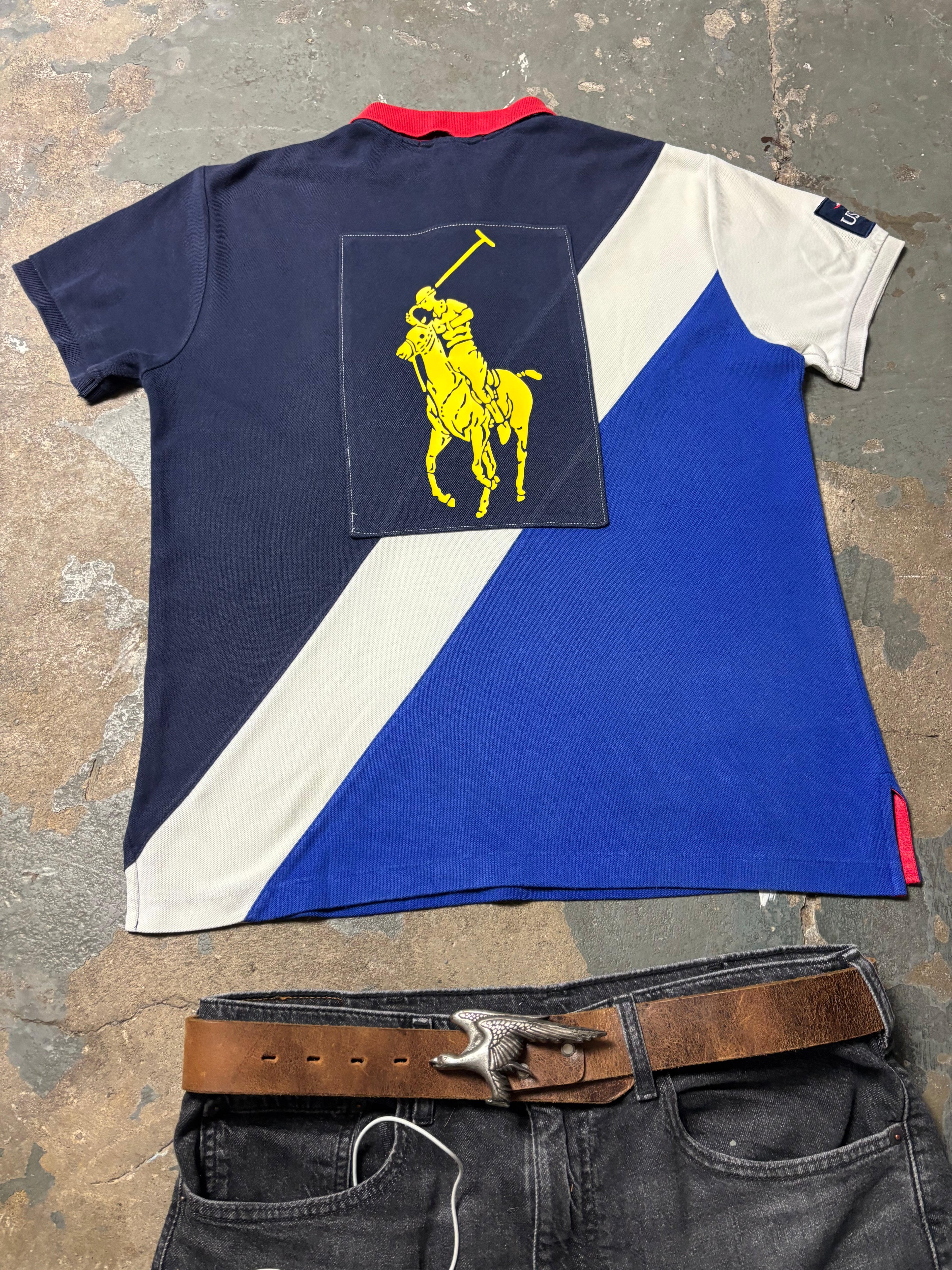 Vintage Polo Ralph Lauren US Open 2010 Big Pony Diagonal Colorblock