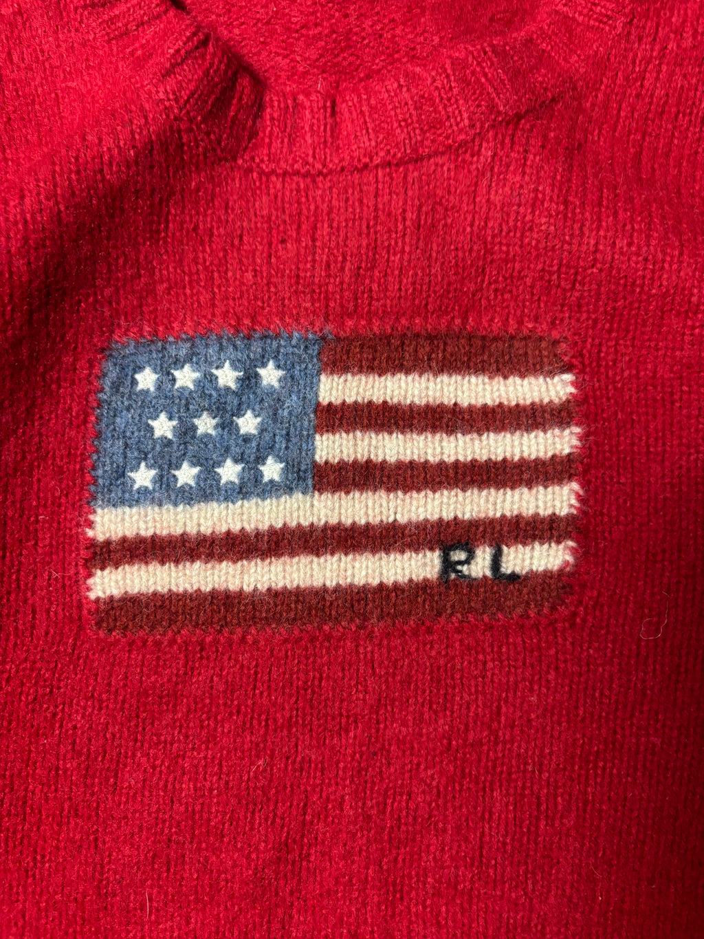 Vintage Polo Jeans Pullover Ralph Lauren Flag 100% Wolle (XS/S)