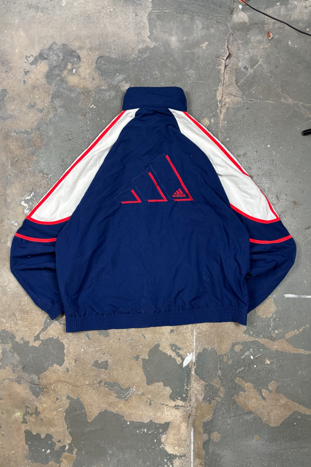 Vintage Adidas Track Jacket Big Logo Thrashed (XXL)