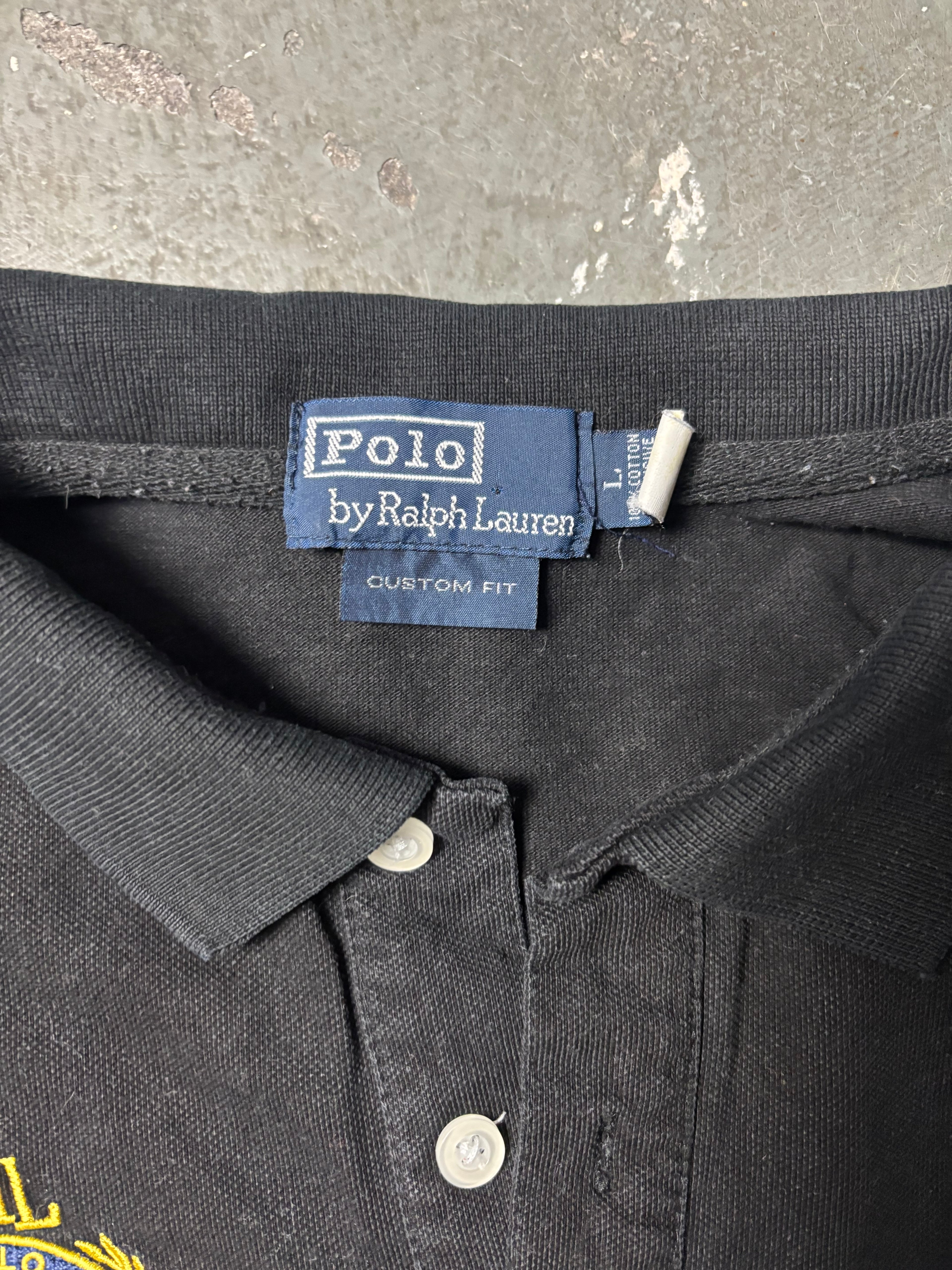 Vintage Polo Ralph Lauren NEW YORK Big Pony Crest Polo Schwarz
