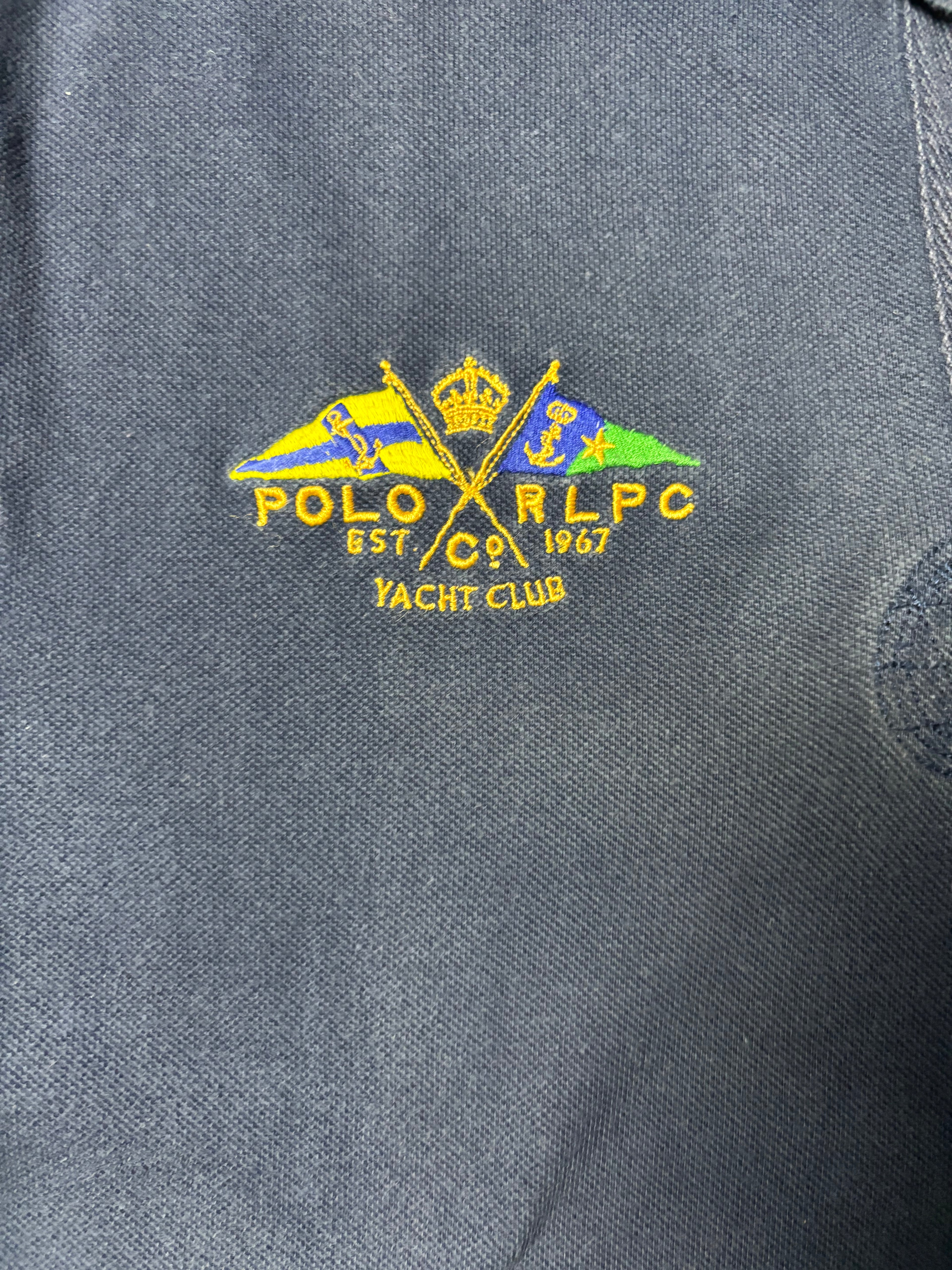 Vintage Polo Ralph Lauren Yacht Club RLPC Crest Big Pony Polo Navy Slim Fit XL