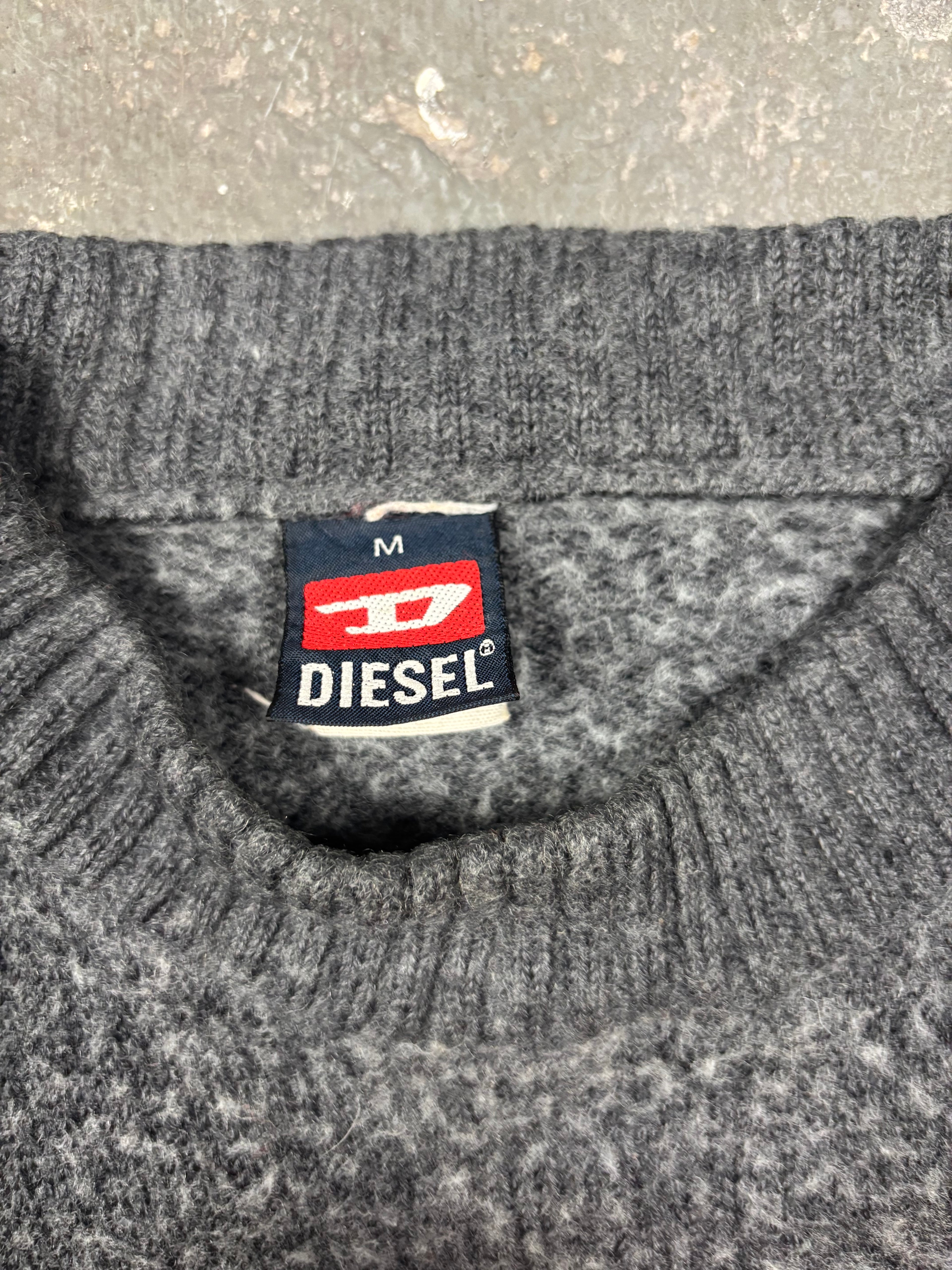 Vintage Diesel Grey Y2K Knit Sweater (M)