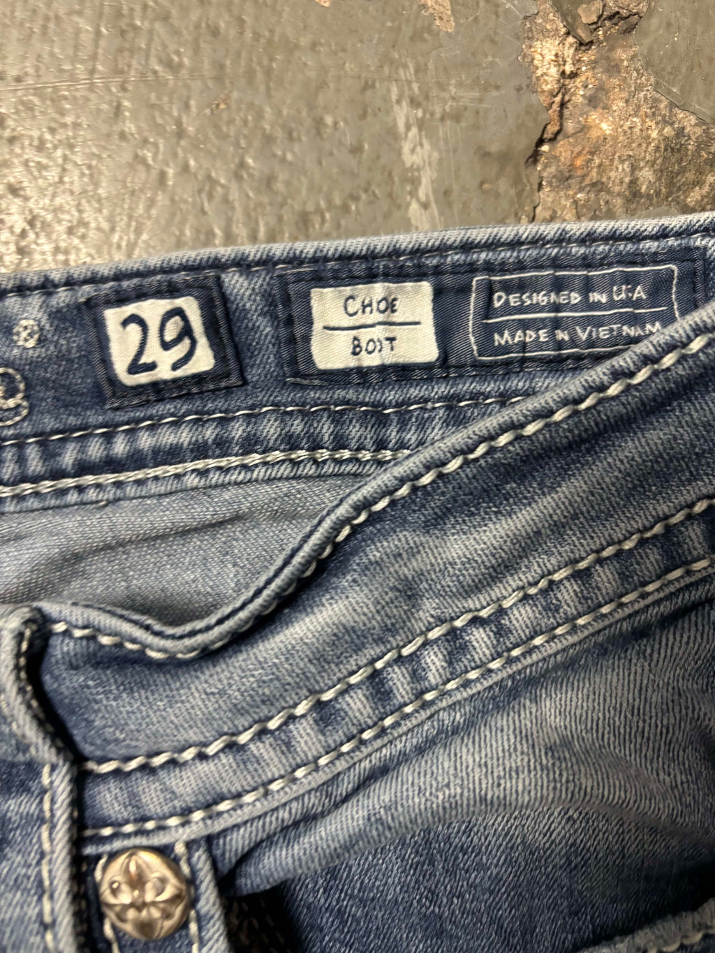 Miss Me Vintage Miss Me Chloe Boot Rhinestone Cross Jeans Denim