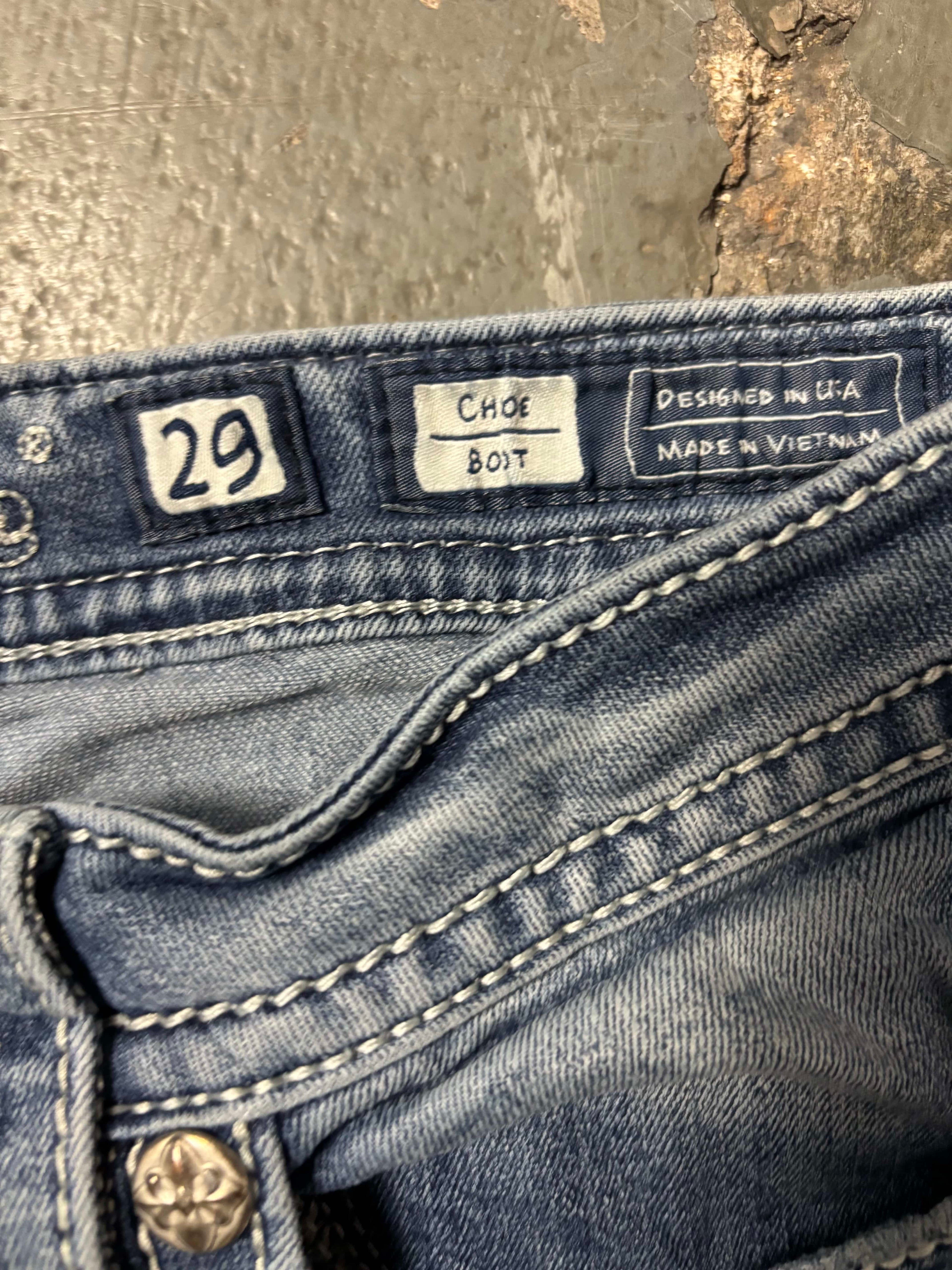 Miss Me Vintage Miss Me Chloe Boot Rhinestone Cross Jeans Denim