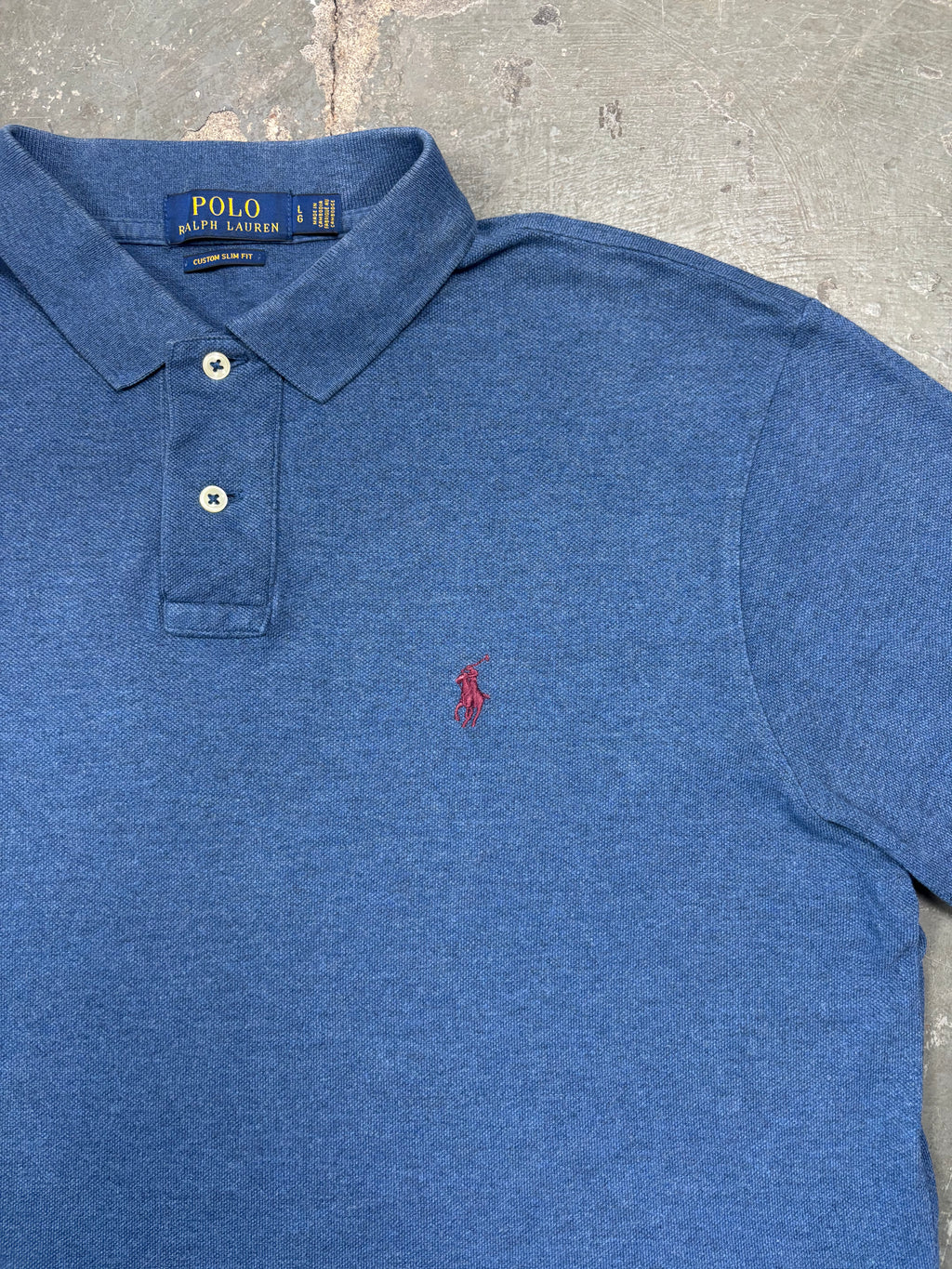 Vintage Ralph Lauren Poloshirt Blau Melange Boxy Fit