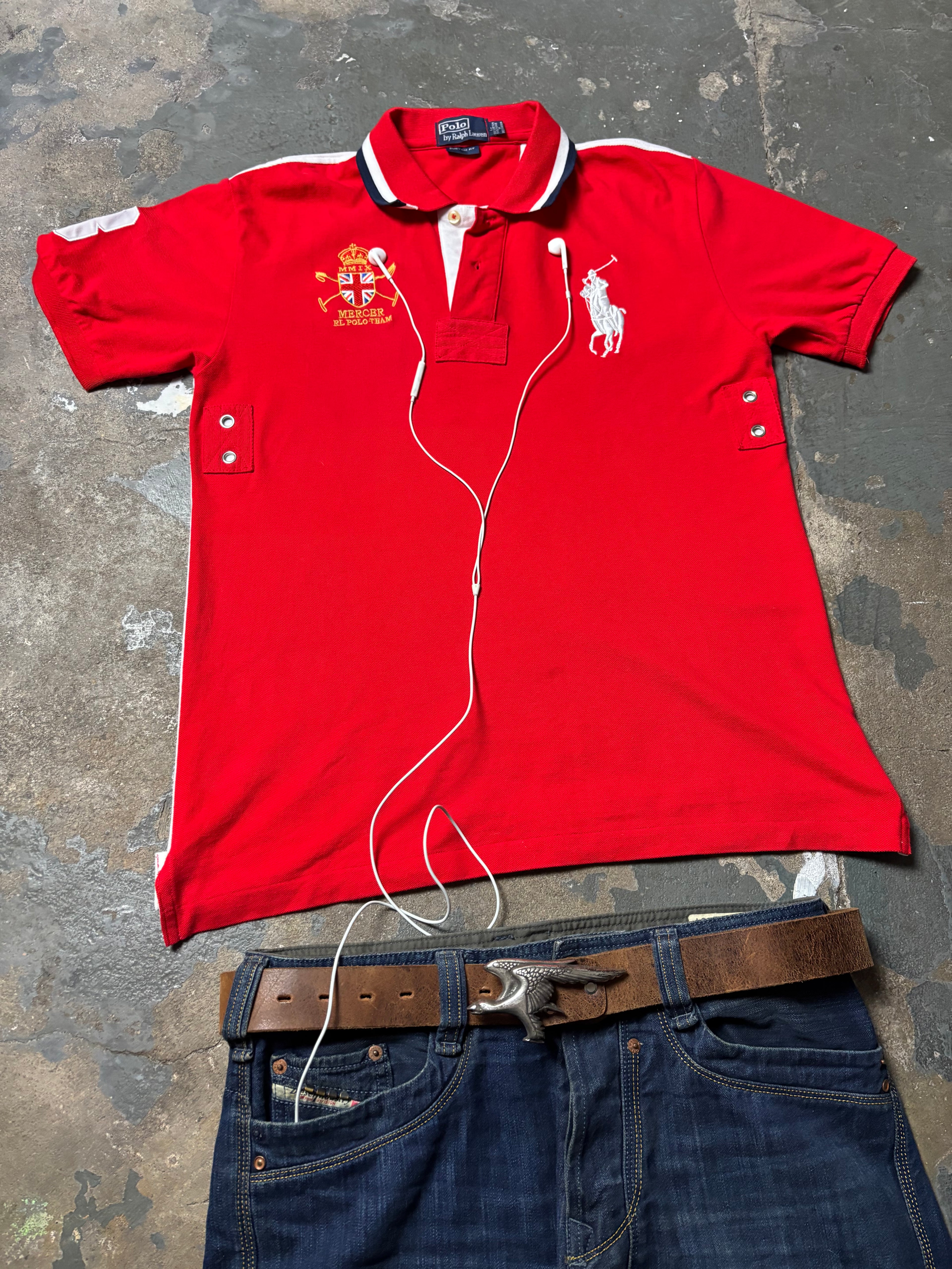 Vintage Polo Ralph Lauren Mercer MMIX Big Pony Polo Rot Custom Fit L
