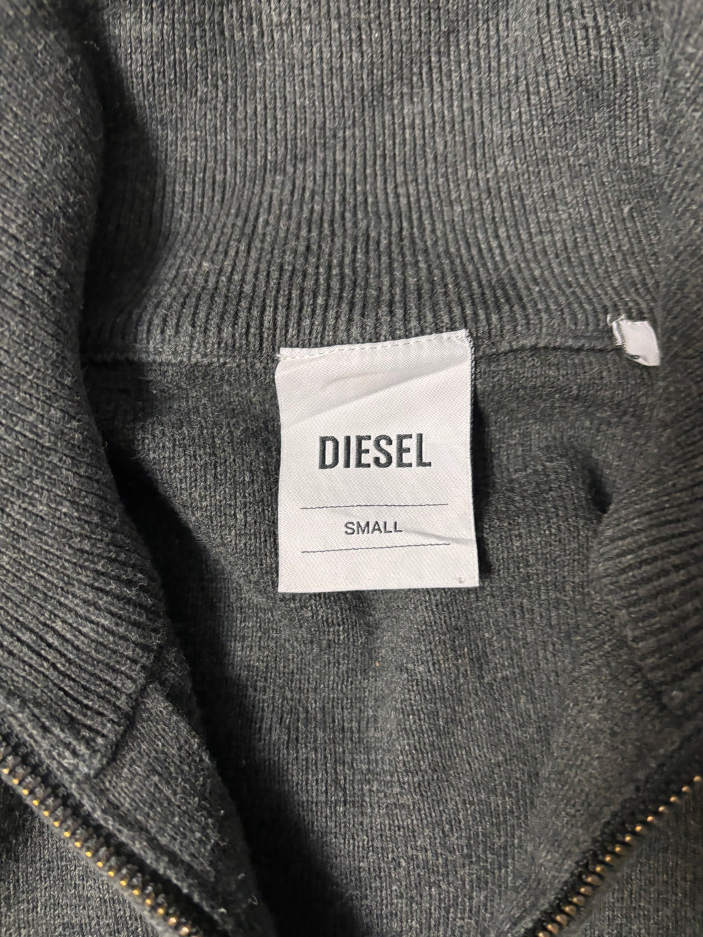 Vintage Diesel Half-Zip Knit Sweater Grau