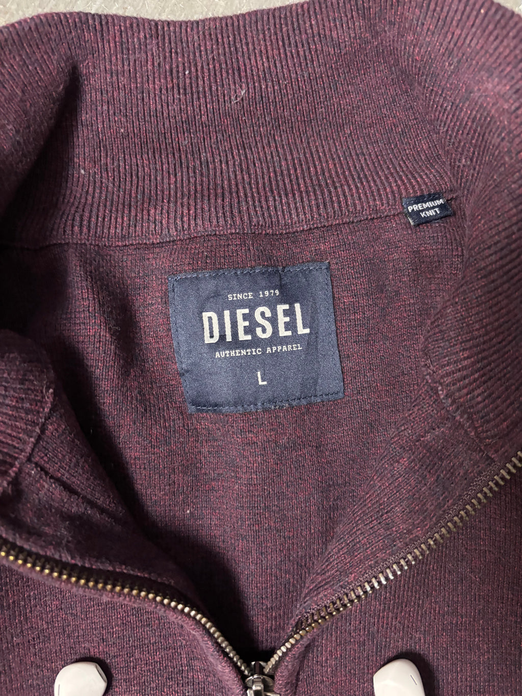 Vintage Diesel Archive Half-Zip Sweater Burgundy
