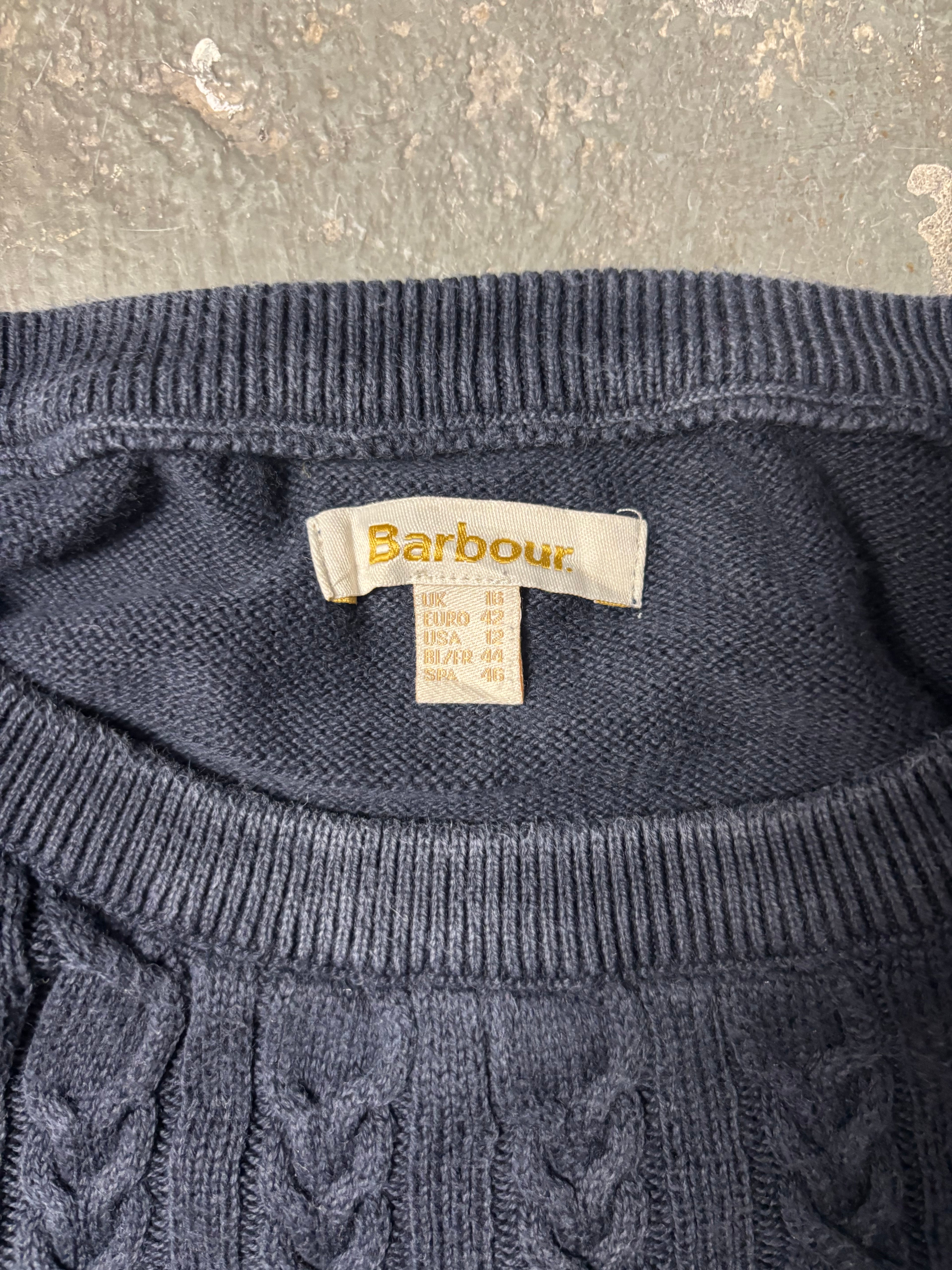 Vintage Barbour Archive Cable Knit Sweater Navy
