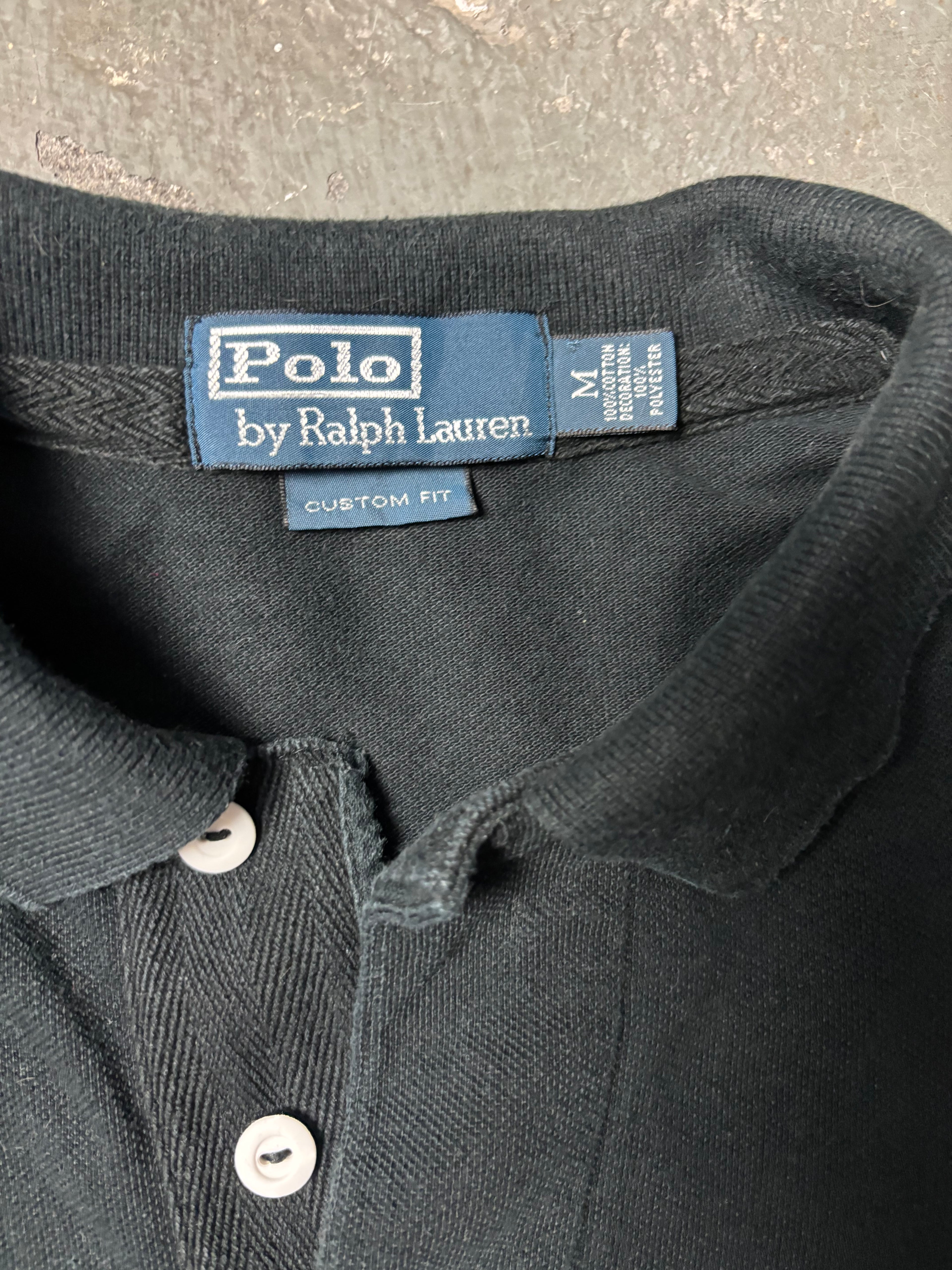 Vintage Polo Ralph Lauren Germany Track & Field 1934 Big Pony Polo Schwarz Custom Fit M