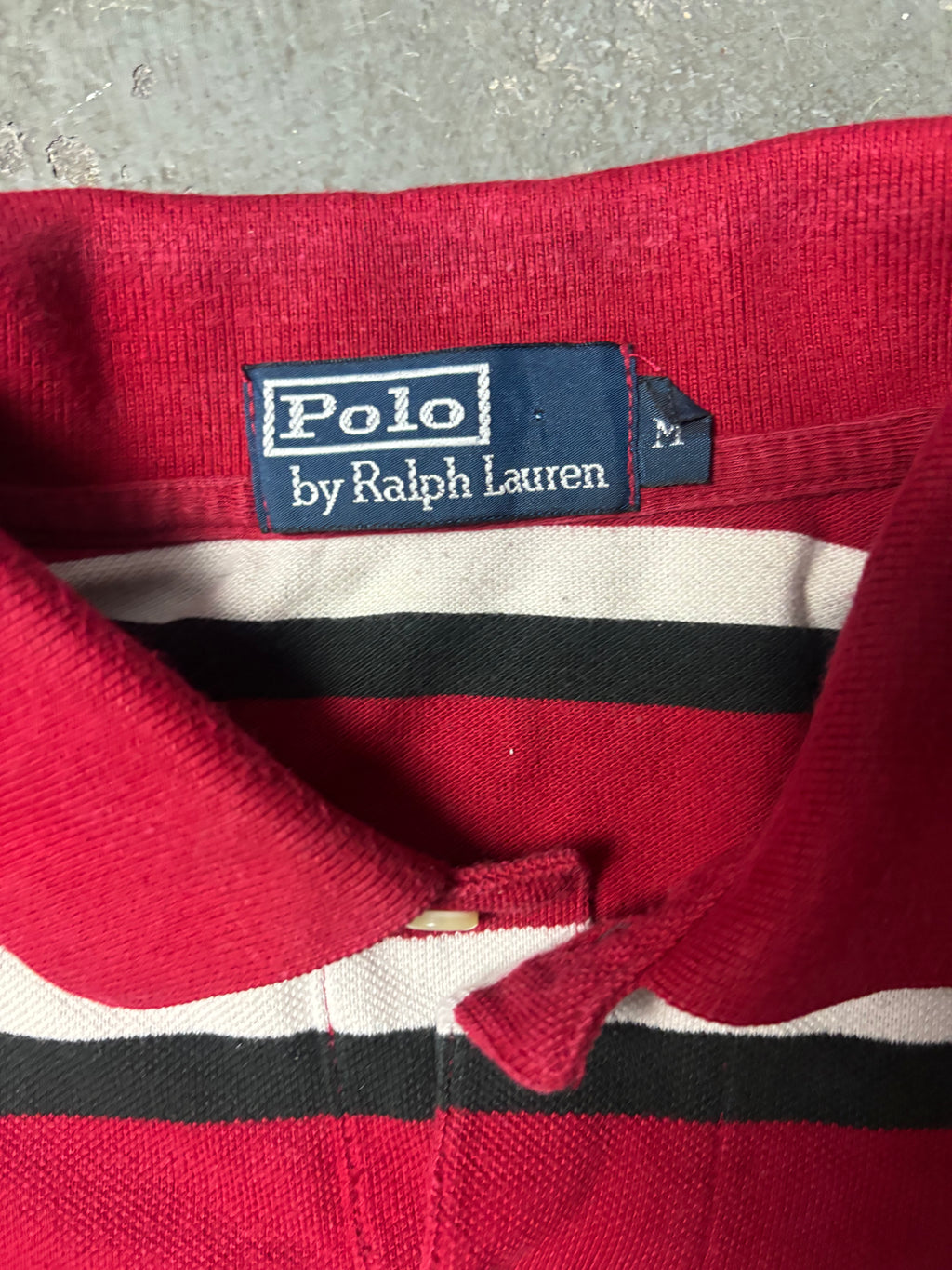 Vintage Polo Ralph Lauren Striped Polo Burgundy Heritage Boxy Fit M