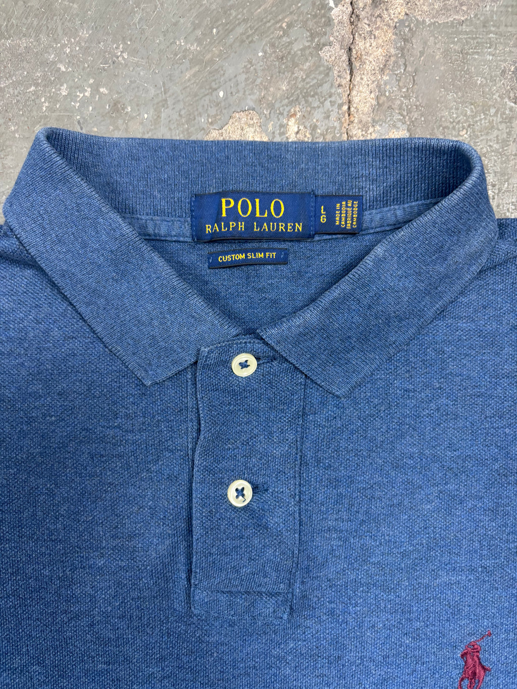 Vintage Ralph Lauren Poloshirt Blau Melange Boxy Fit