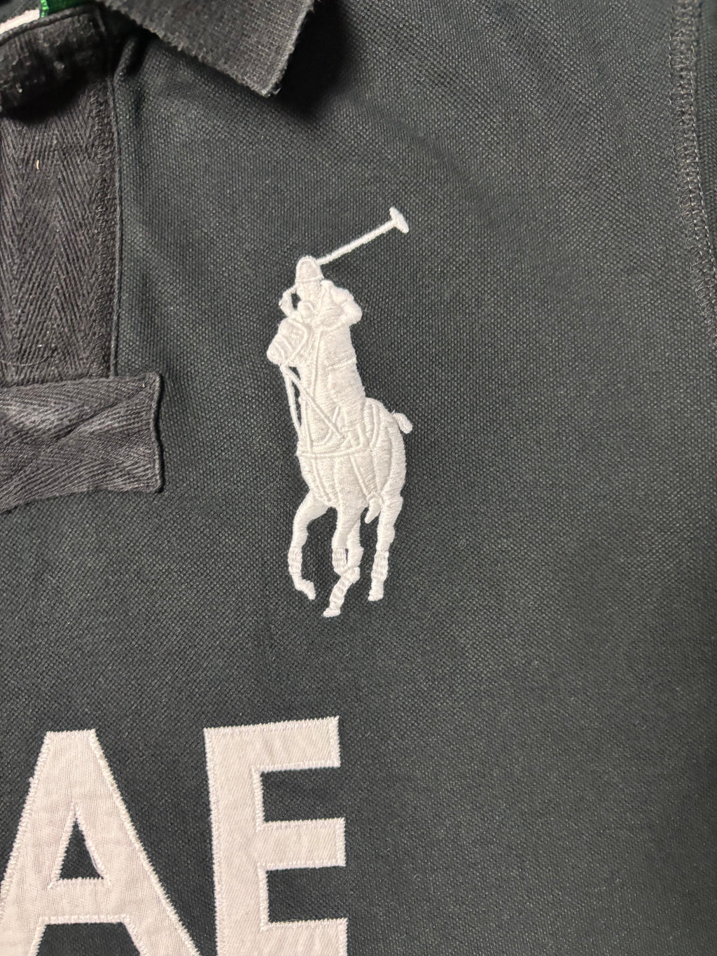 Vintage Polo Ralph Lauren UAE Dubai Ocean Challenge 2011 Big Pony Rugby Polo Schwarz Custom Fit L