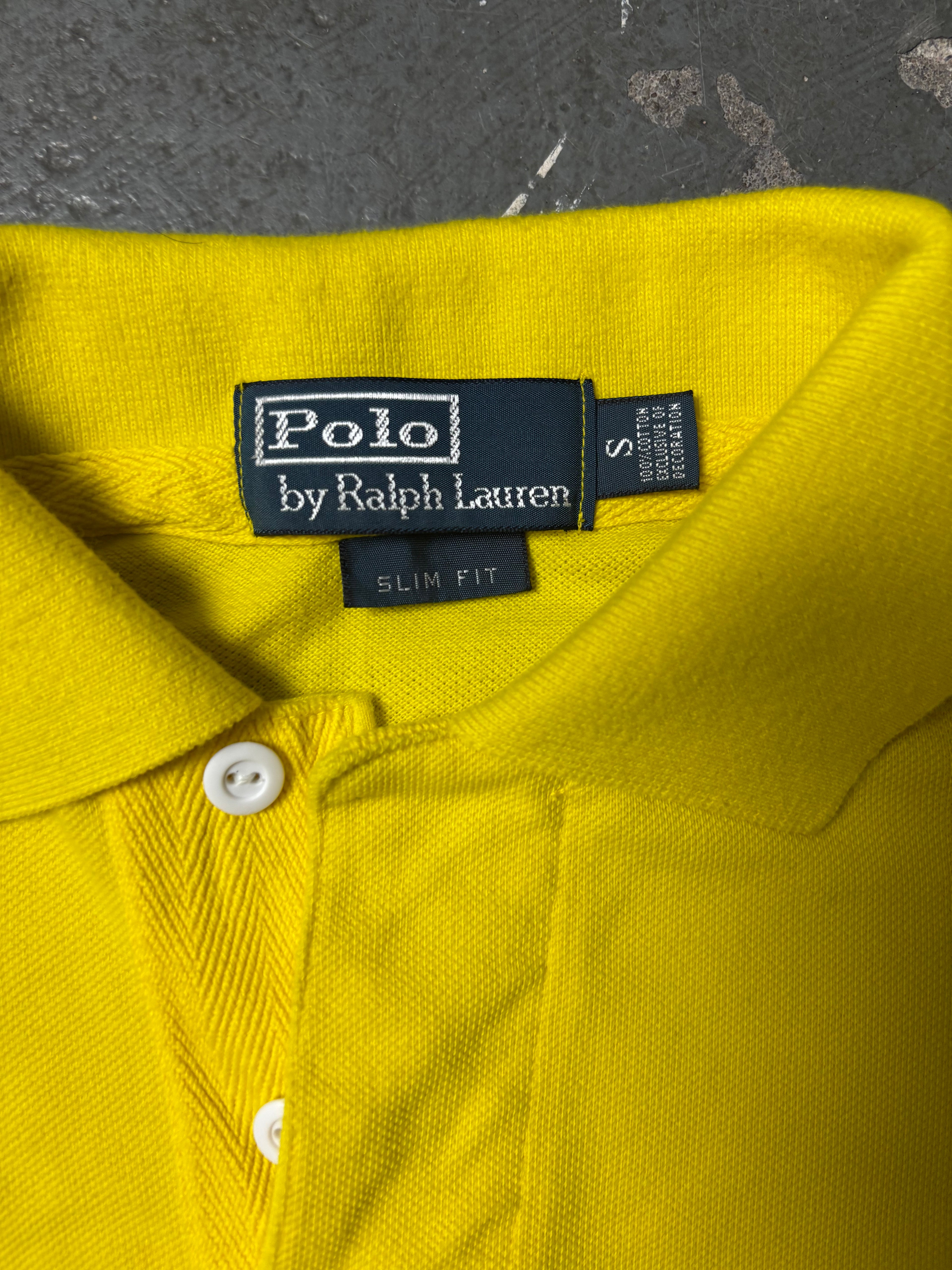 Vintage Polo Ralph Lauren Yacht Club Big Pony Polo Gelb Slim Fit