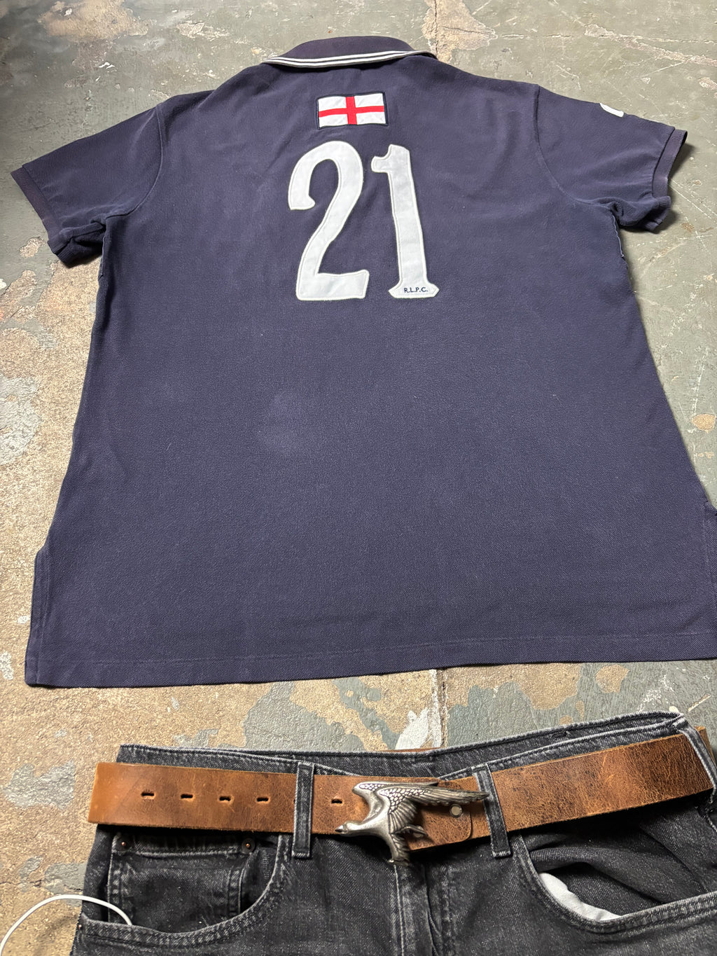 Vintage Polo Ralph Lauren England 1934 Crest Shirt Navy