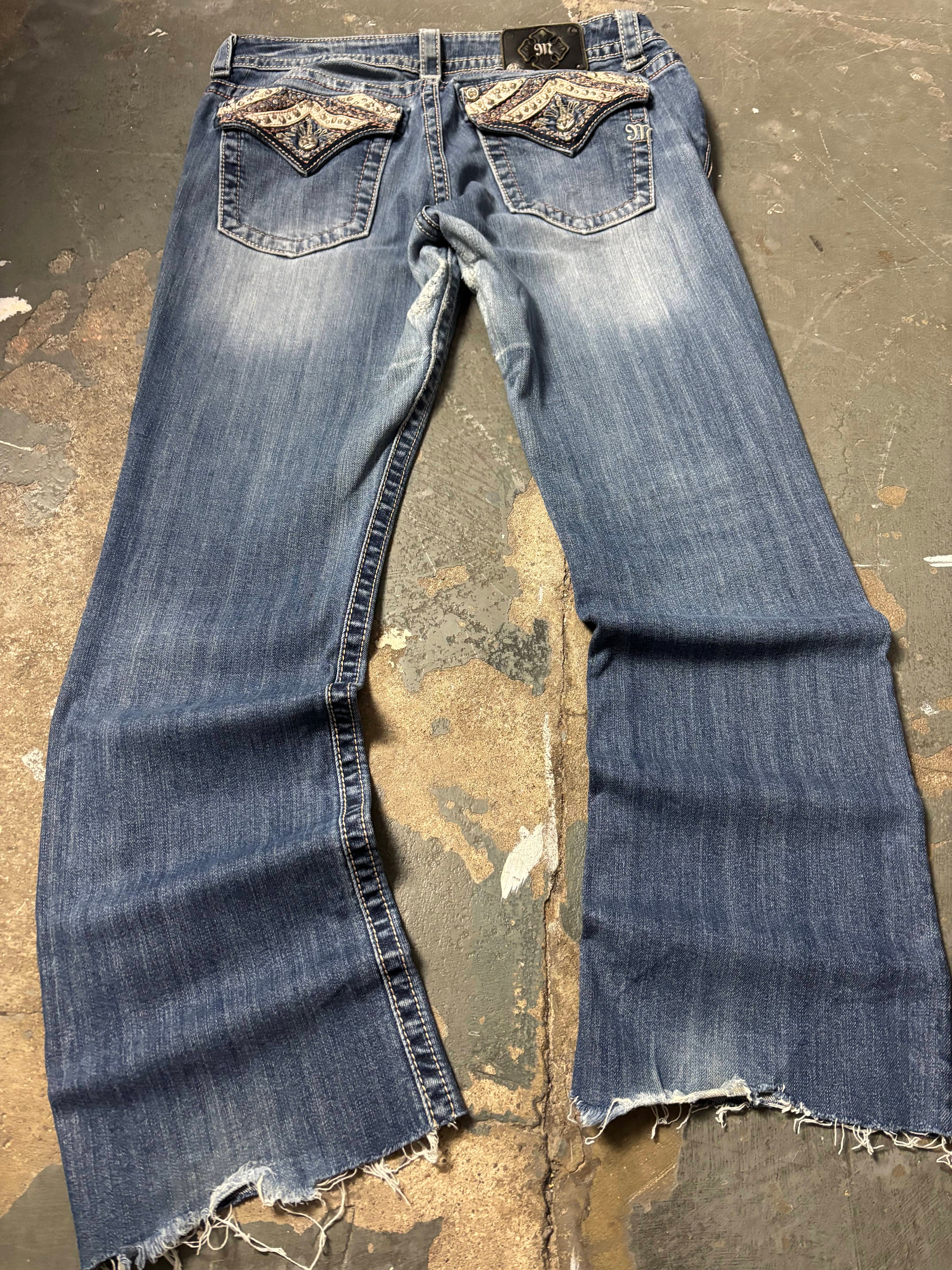 Miss Me Vintage Miss Me Studded Flap Pocket Factory Distressed Jeans