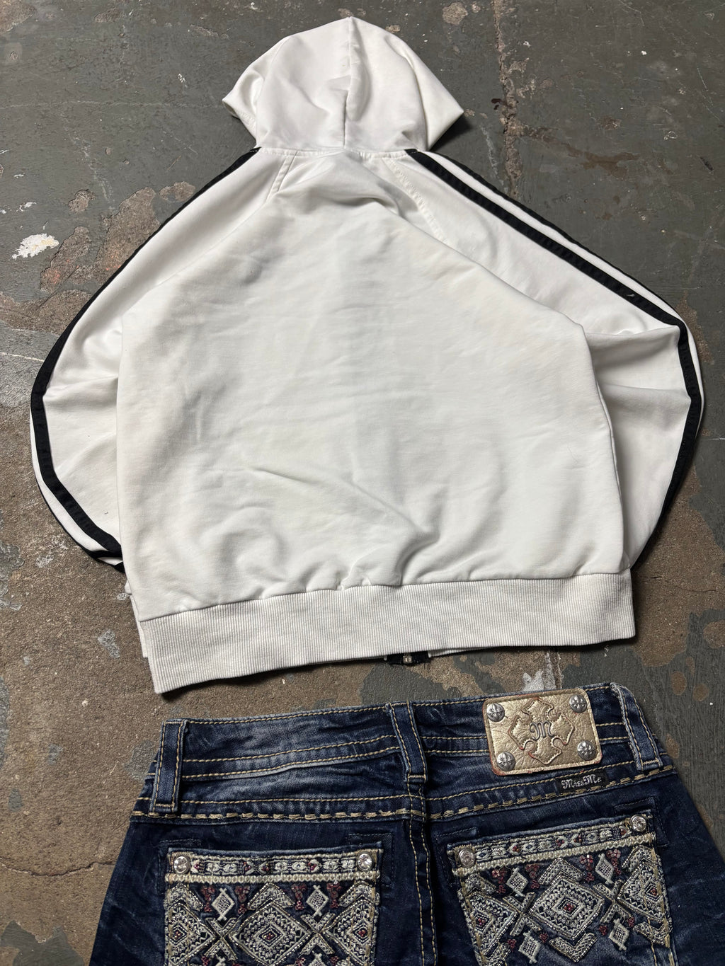 adidas Vintage Adidas Originals Zip Hoodie Weiß Y2K Cropped