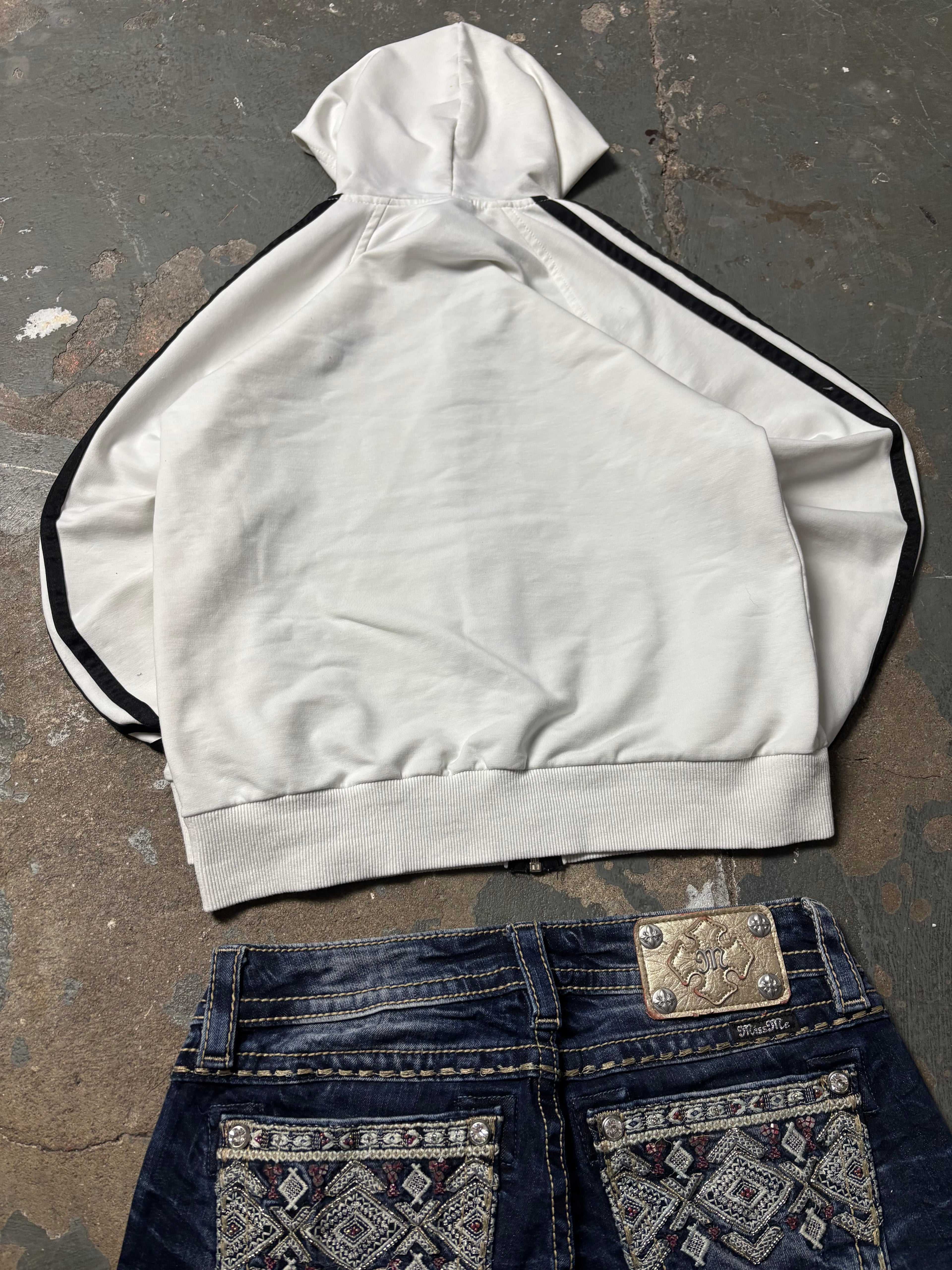 adidas Vintage Adidas Originals Zip Hoodie Weiß Y2K Cropped