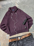 Vintage Diesel Half-Zip Knit Pullover in Burgundy Pflaume, Y2K Archive Streetwear Frontansicht