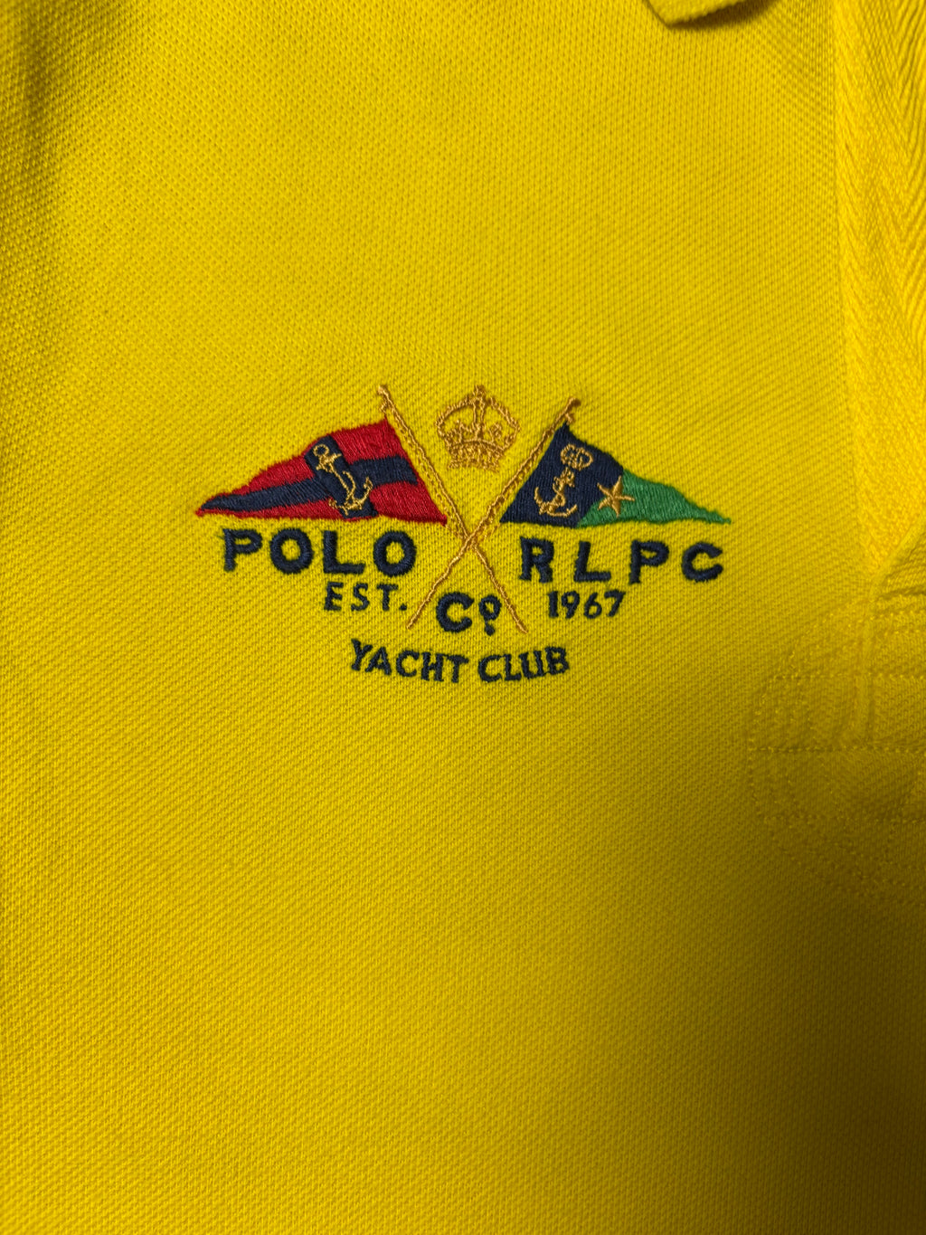 Vintage Polo Ralph Lauren Yacht Club Big Pony Polo Gelb Slim Fit