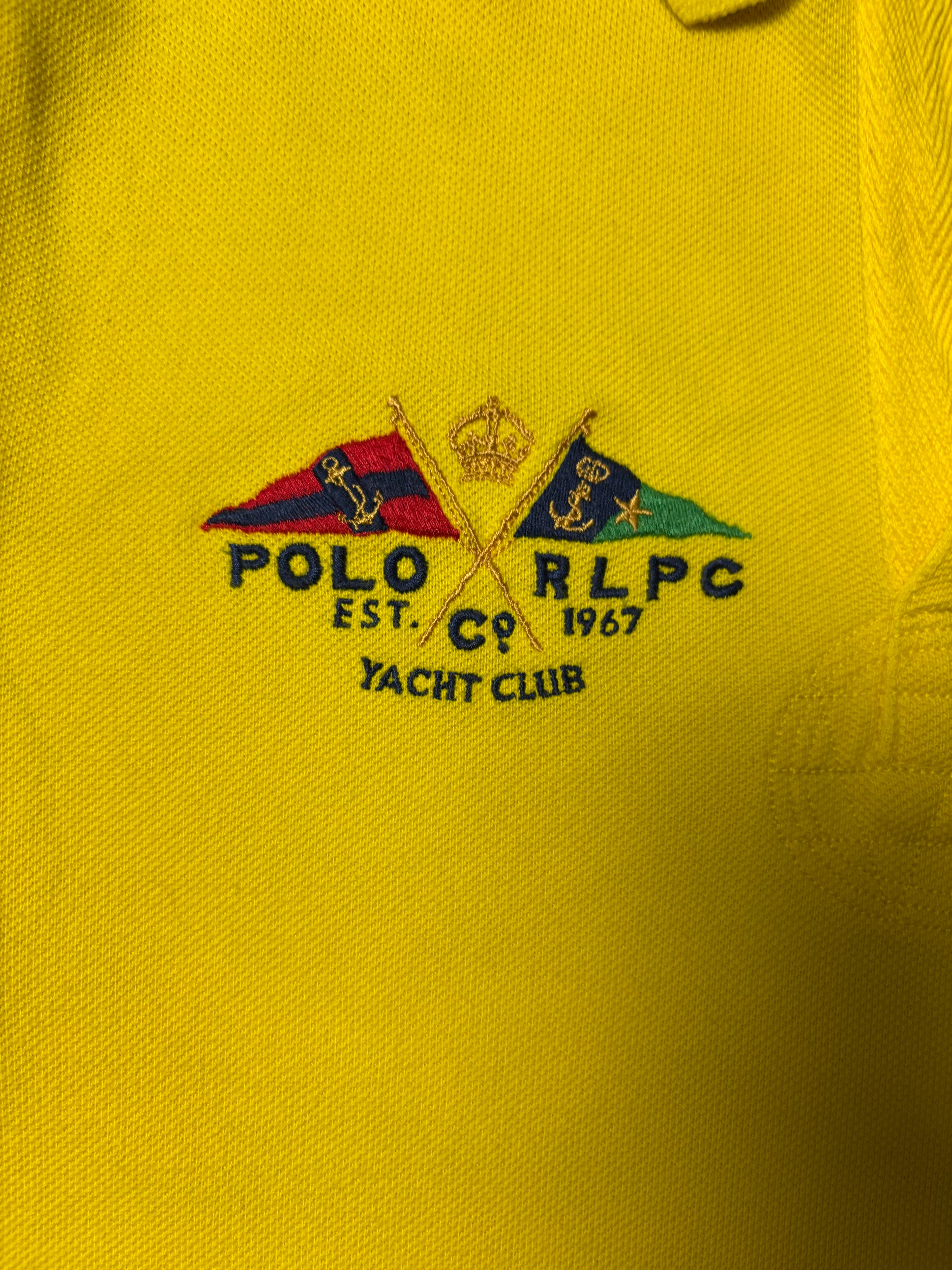 Vintage Polo Ralph Lauren Yacht Club Big Pony Polo Gelb Slim Fit