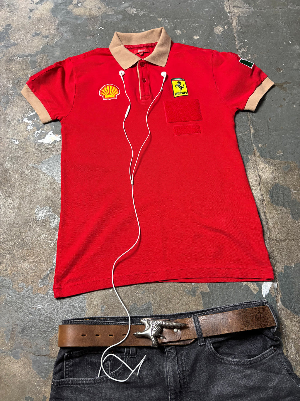 Vintage Ferrari Scuderia Polo Rot Shell Racing