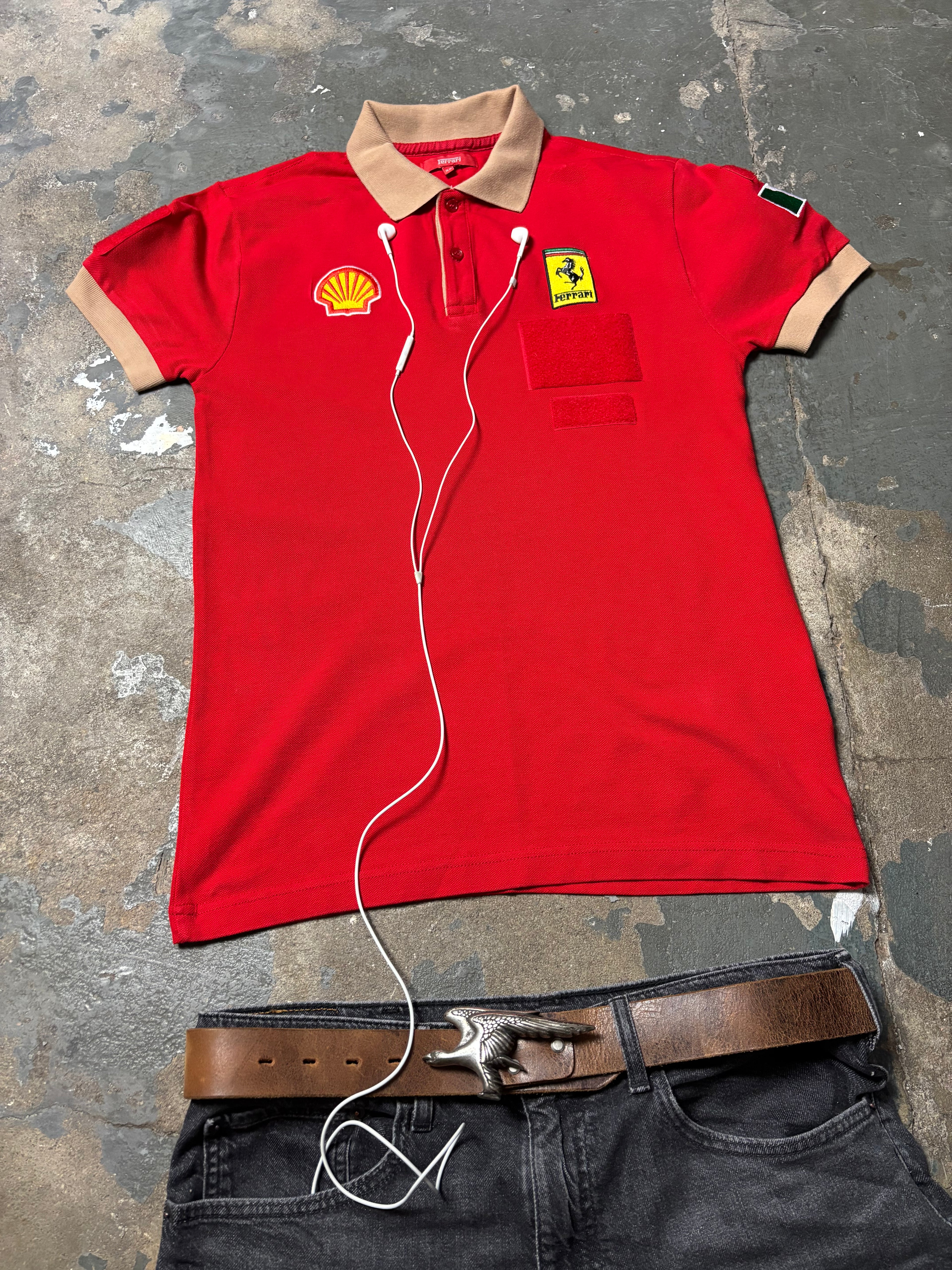Vintage Ferrari Scuderia Polo Rot Shell Racing