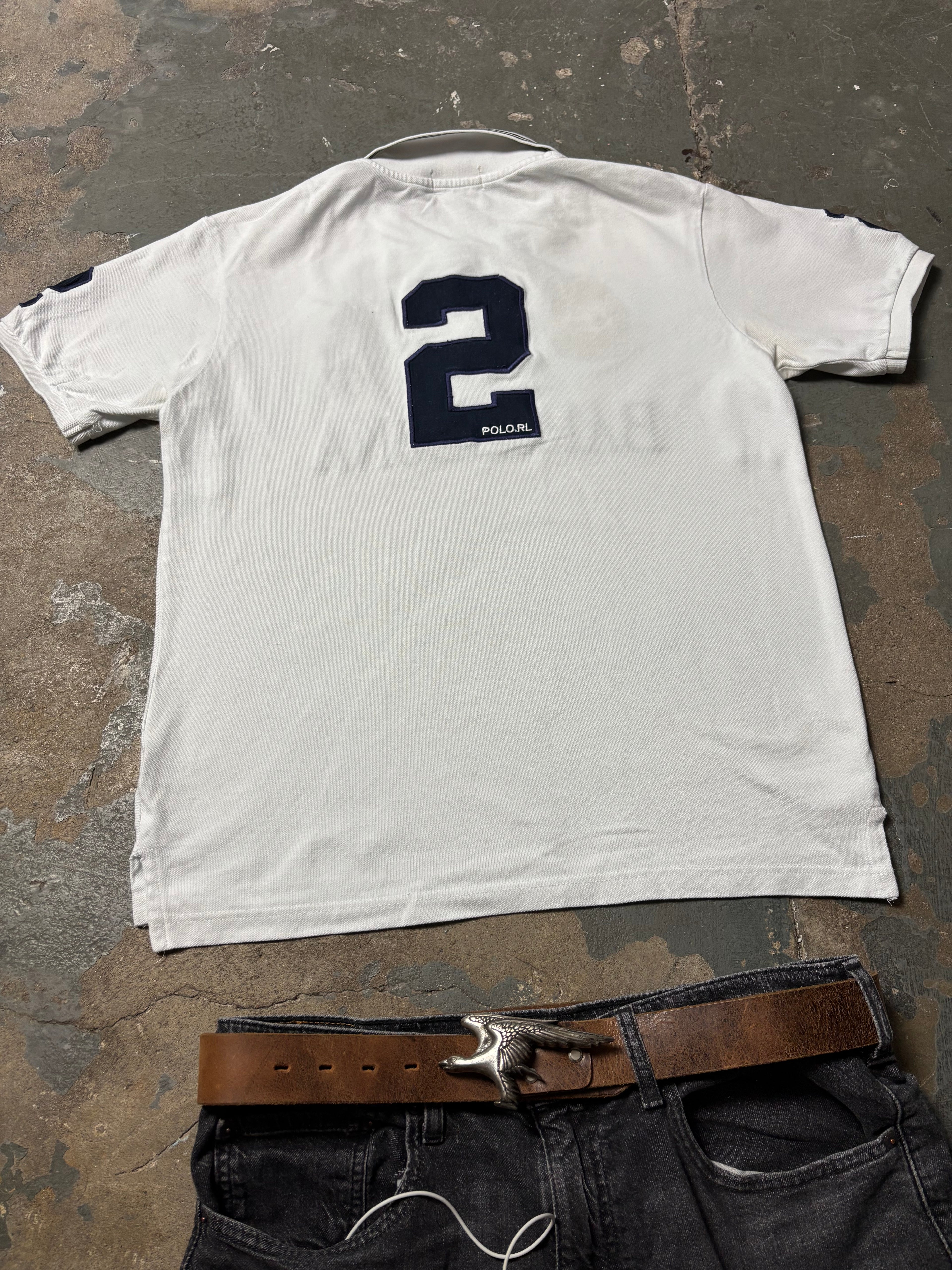 Vintage Polo Ralph Lauren Barcelona Crested Big Pony Polo Weiß L