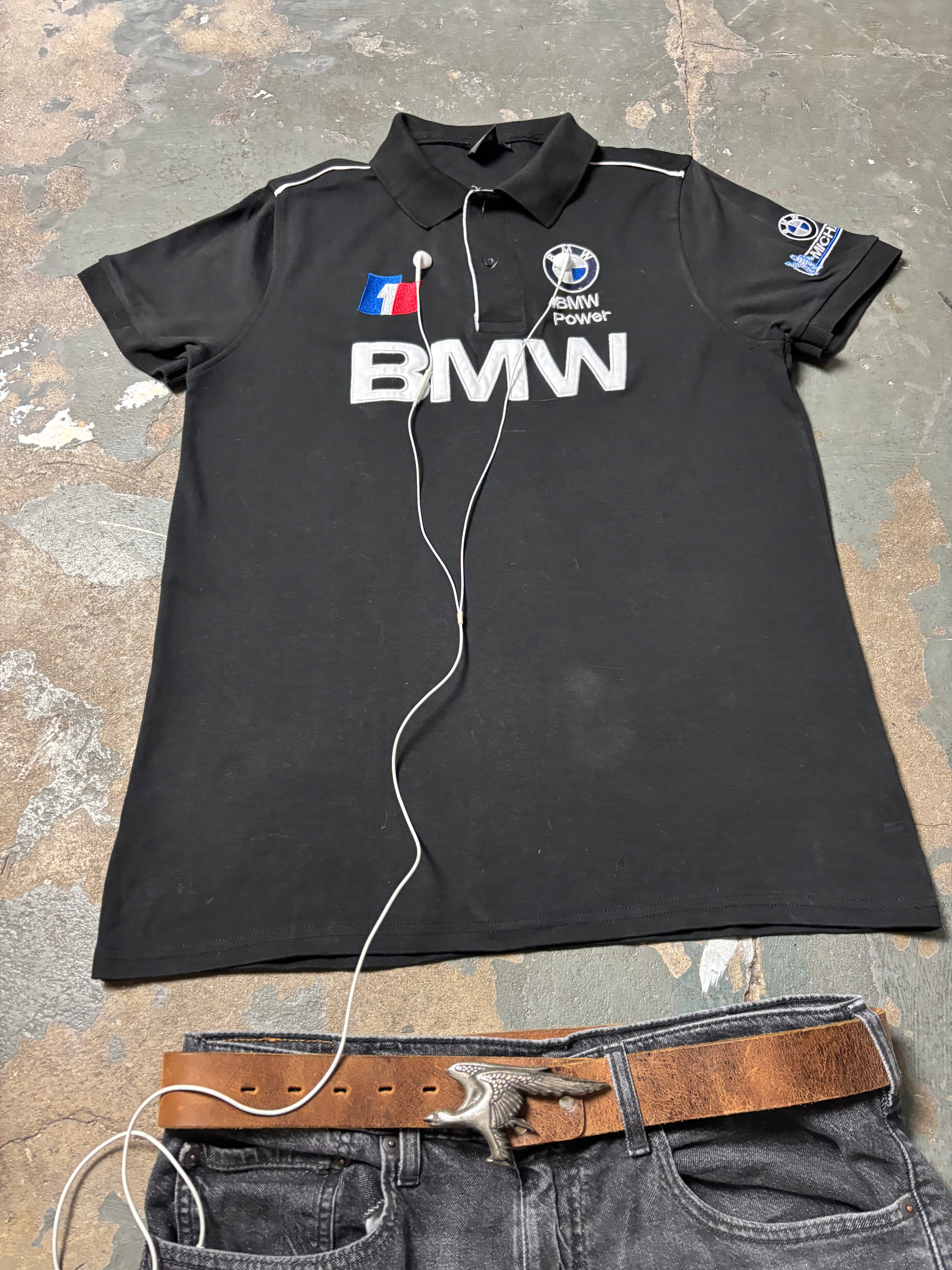 Vintage BMW Power Motorsport Racing Polo Schwarz M-Power XL