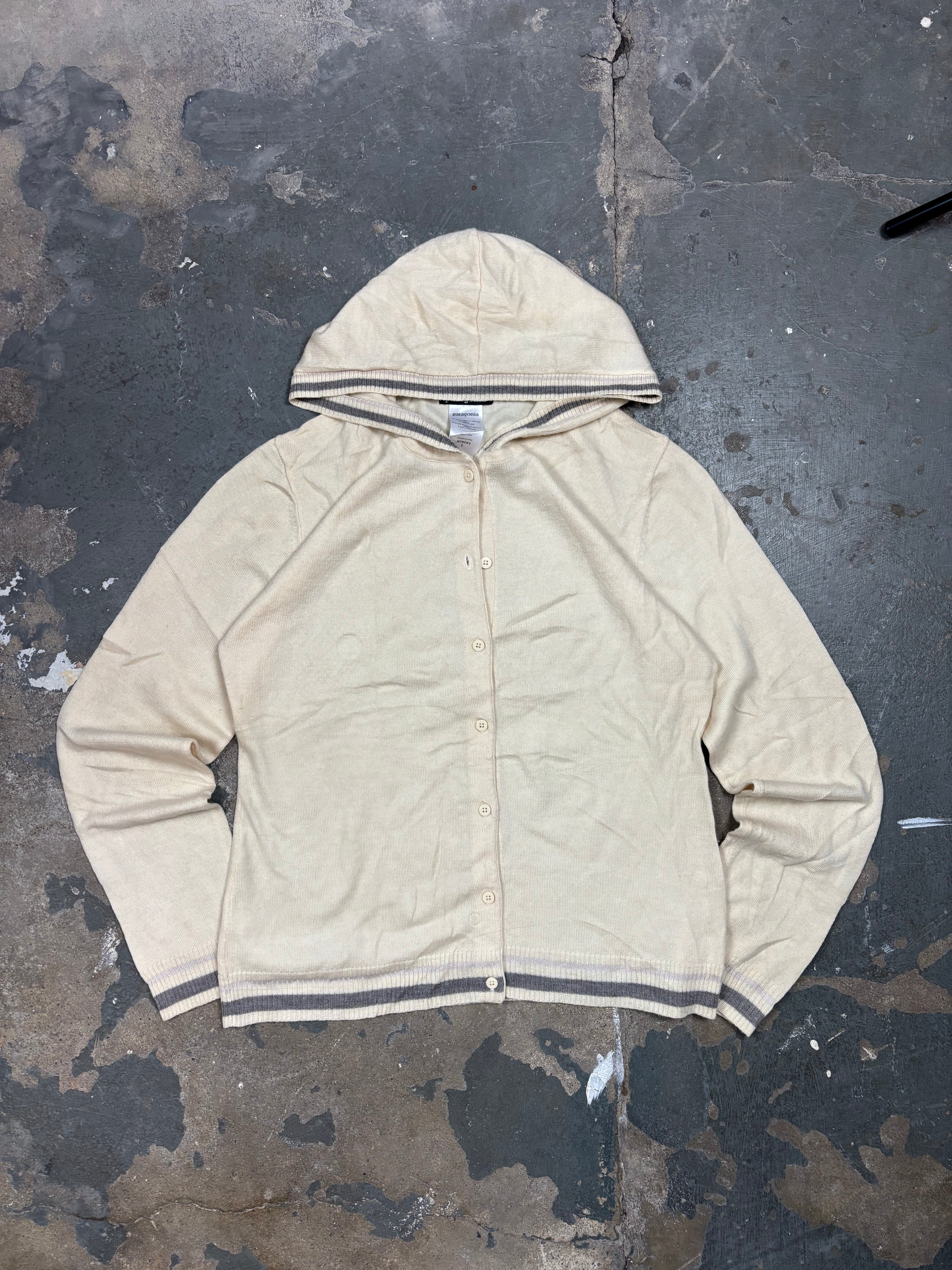 Vintage Patagonia Merino Wool Knit Cardigan Hoodie Cream