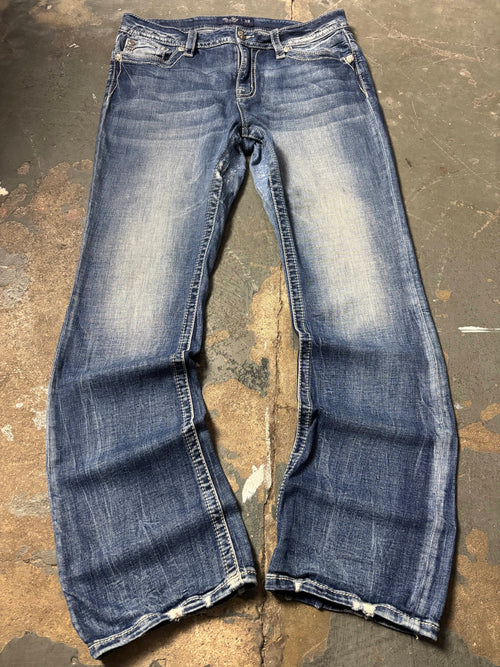 Miss Me Vintage Miss Me Rhinestone Cross Thick Stitch Jeans Denim