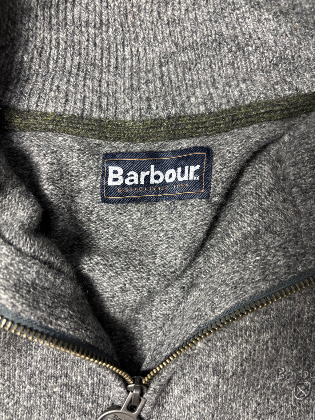 Vintage Barbour Half-Zip Knit Sweater Grey Melange