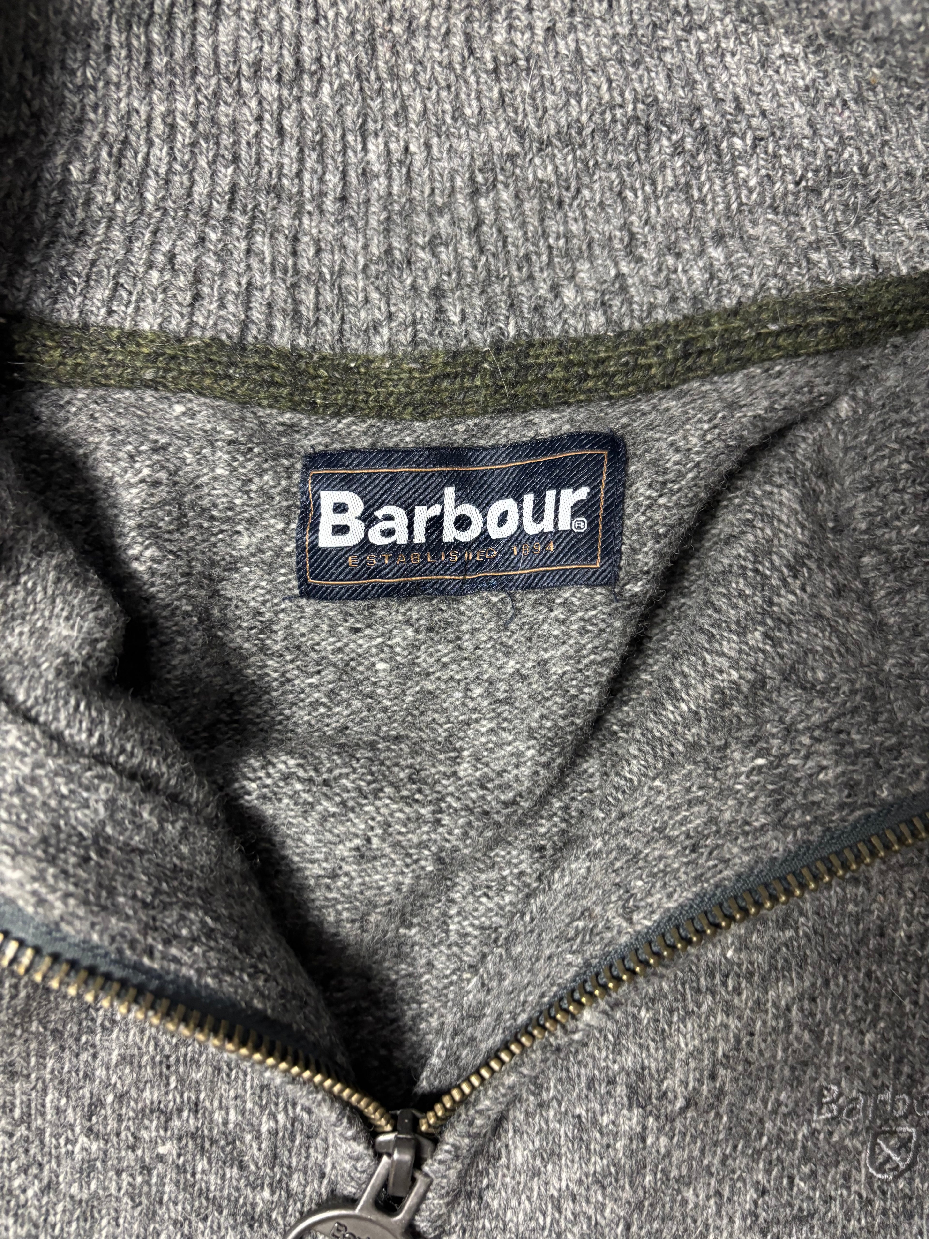 Vintage Barbour Half-Zip Knit Sweater Grey Melange