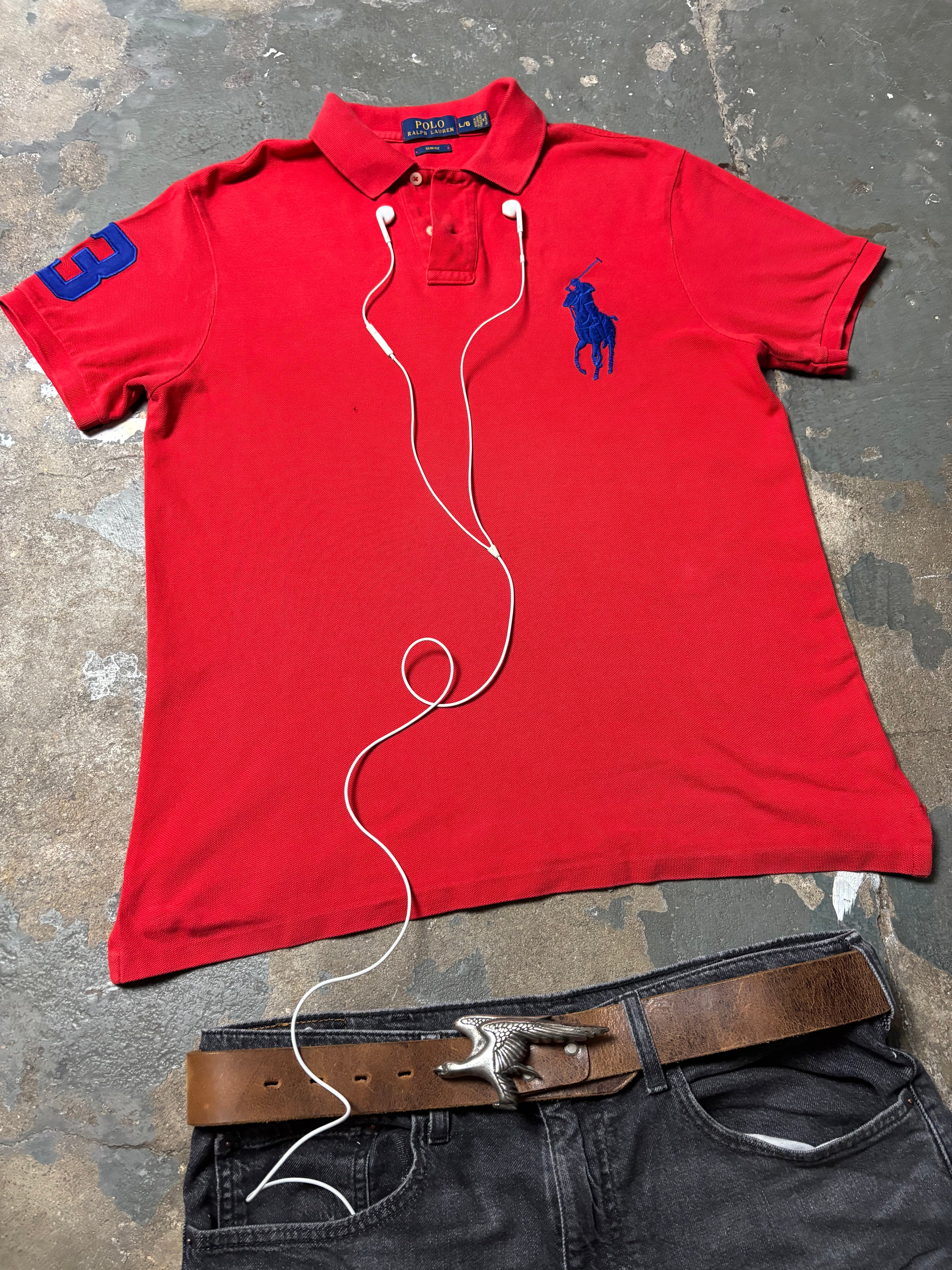 Vintage Polo Ralph Lauren Big Pony Nr. 3 Polo Rot Slim Fit