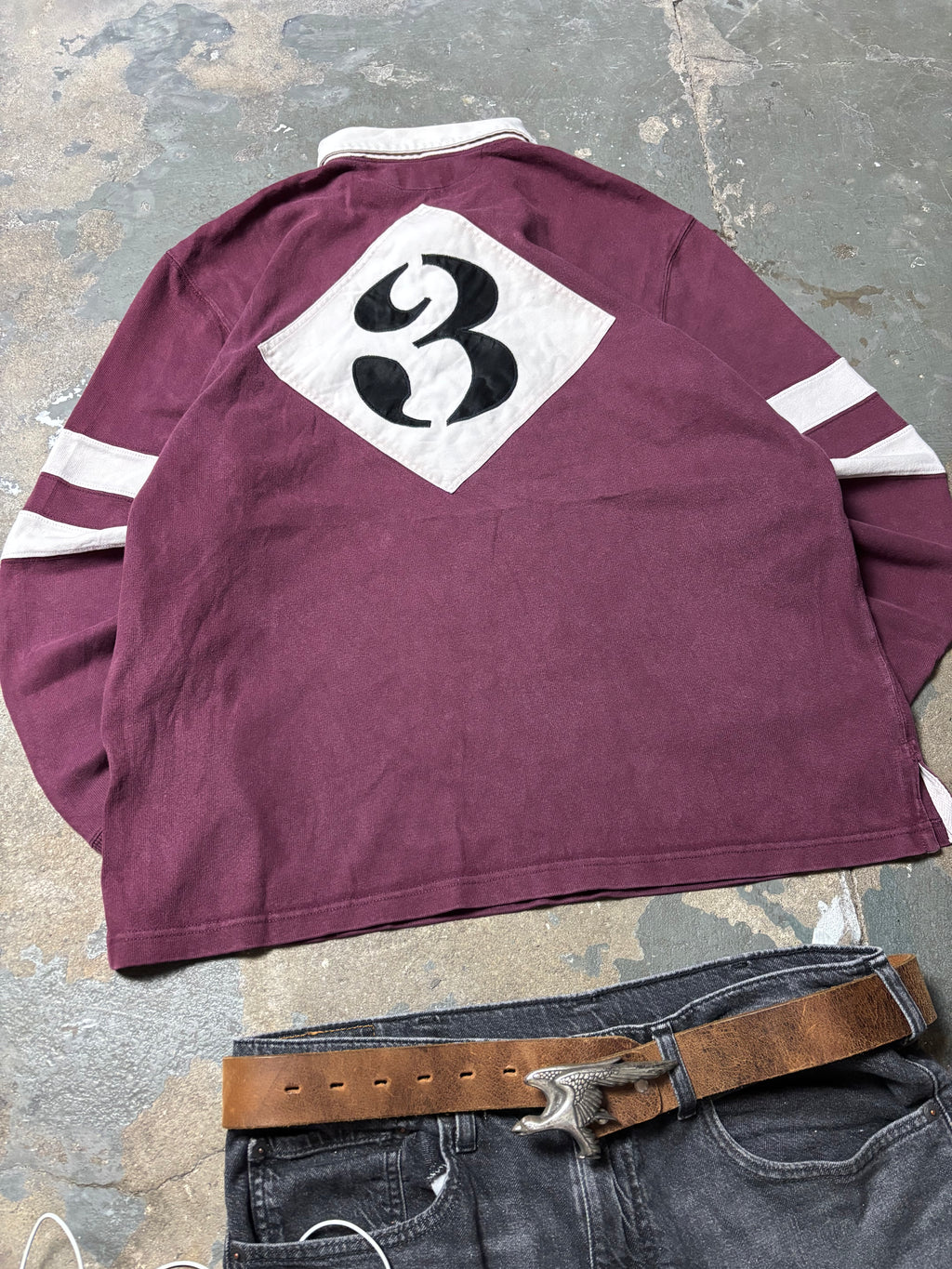 Vintage Polo Ralph Lauren Heritage Crested Rugby Longsleeve Burgundy XL