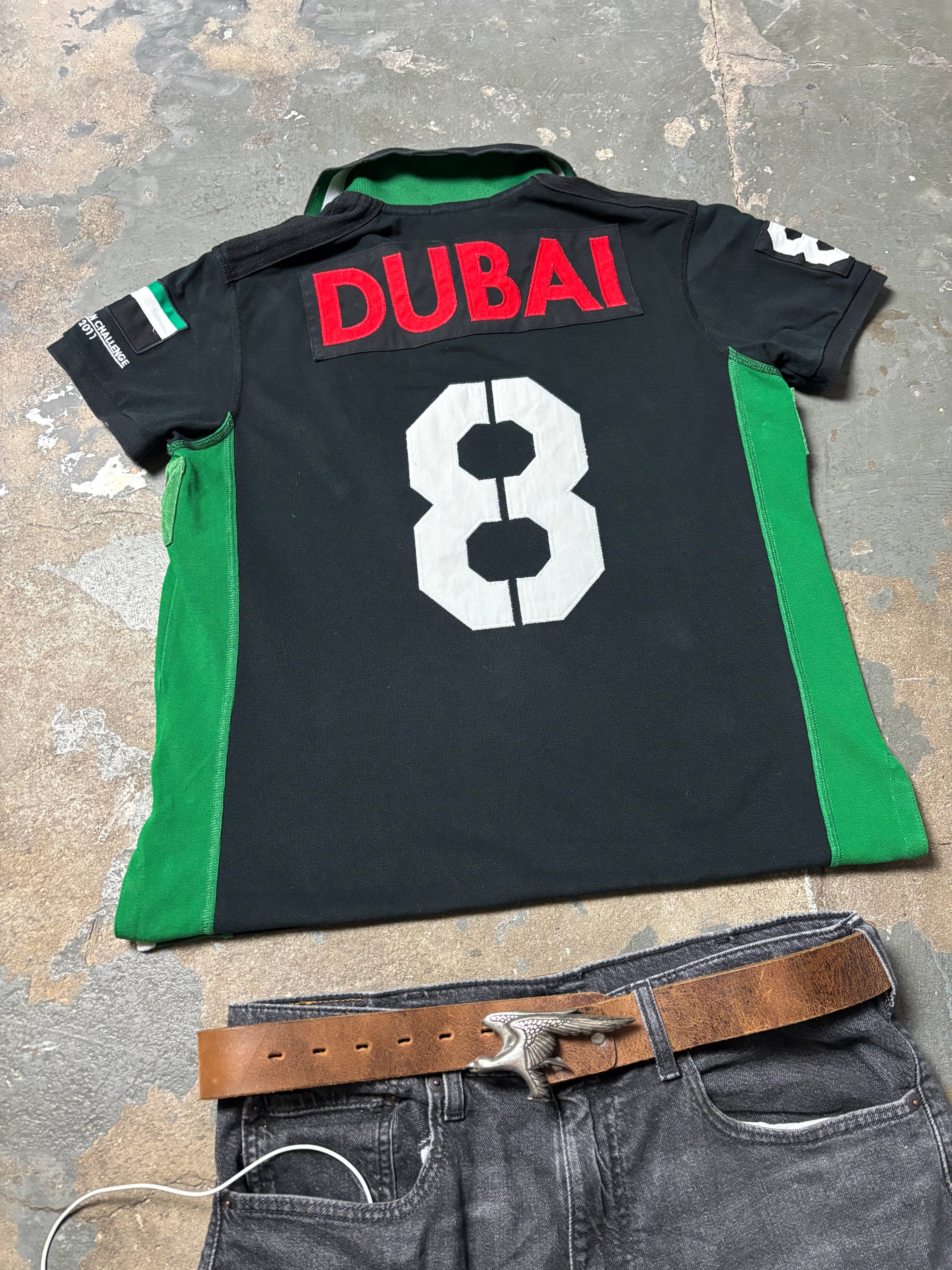 Vintage Polo Ralph Lauren UAE Dubai Ocean Challenge 2011 Big Pony Rugby Polo Schwarz Custom Fit L