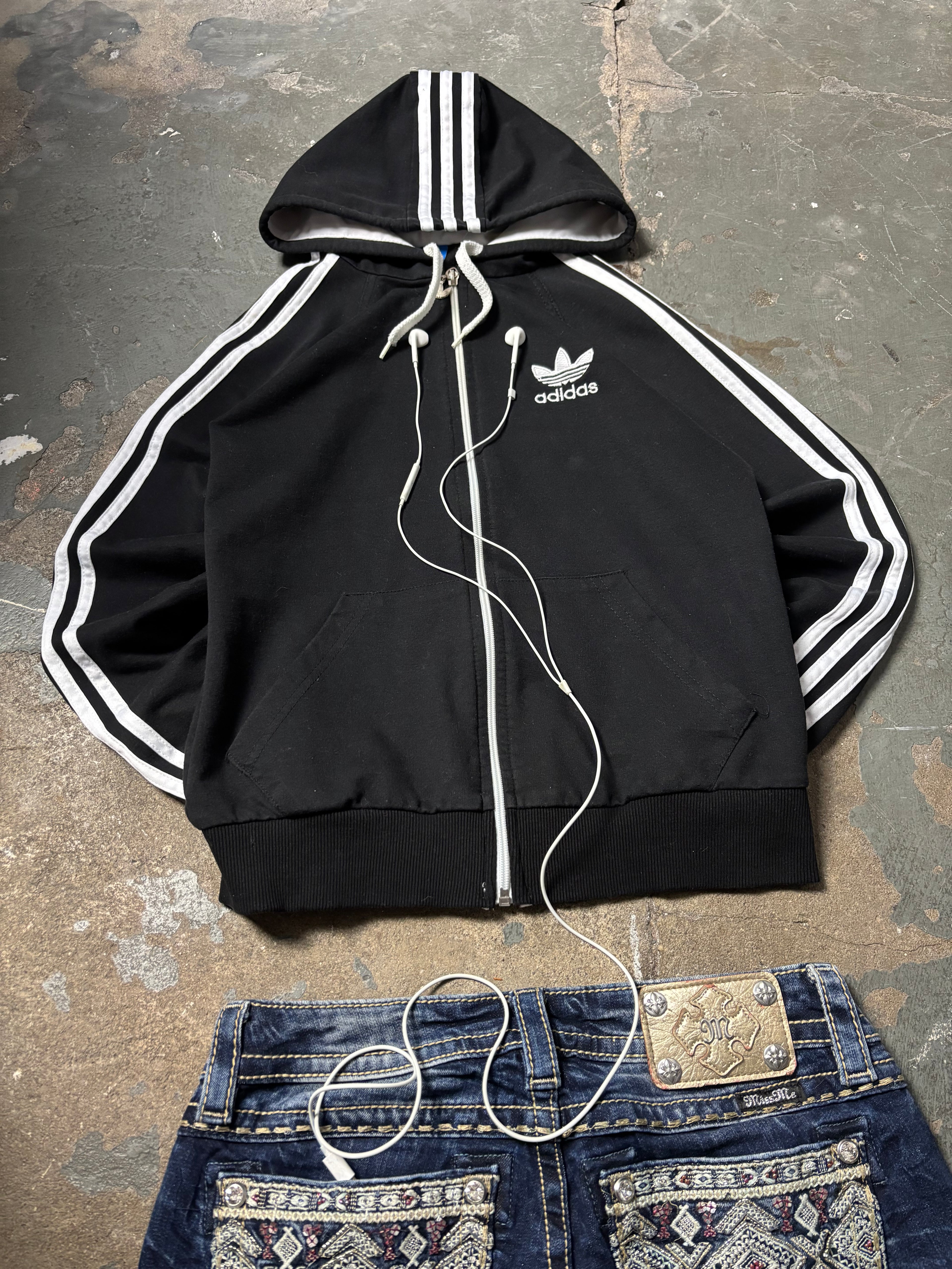 Vintage Adidas Zip Hoodie Schwarz | Y2K Track Jacket