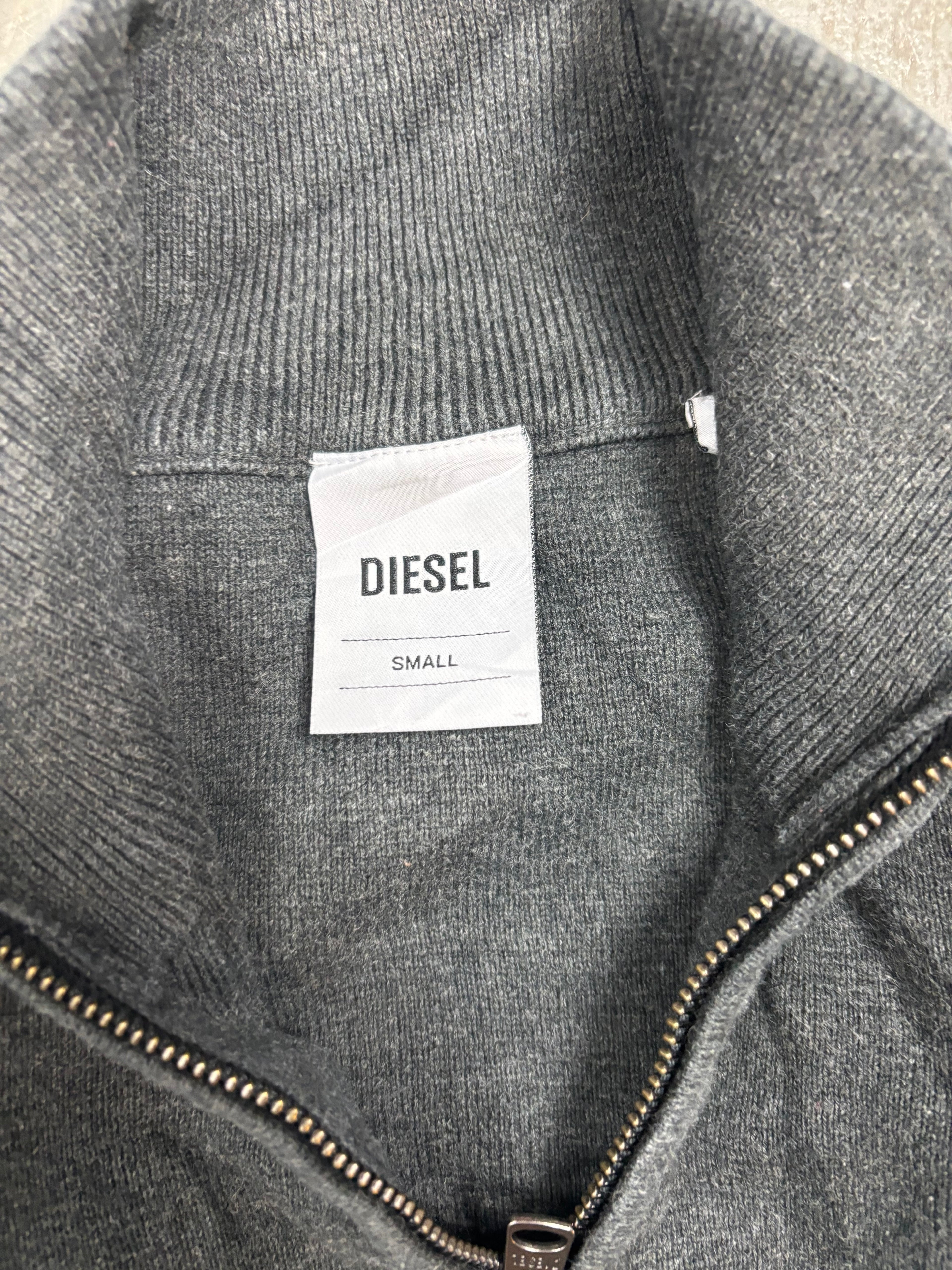 Vintage Diesel Half-Zip Knit Sweater Gray