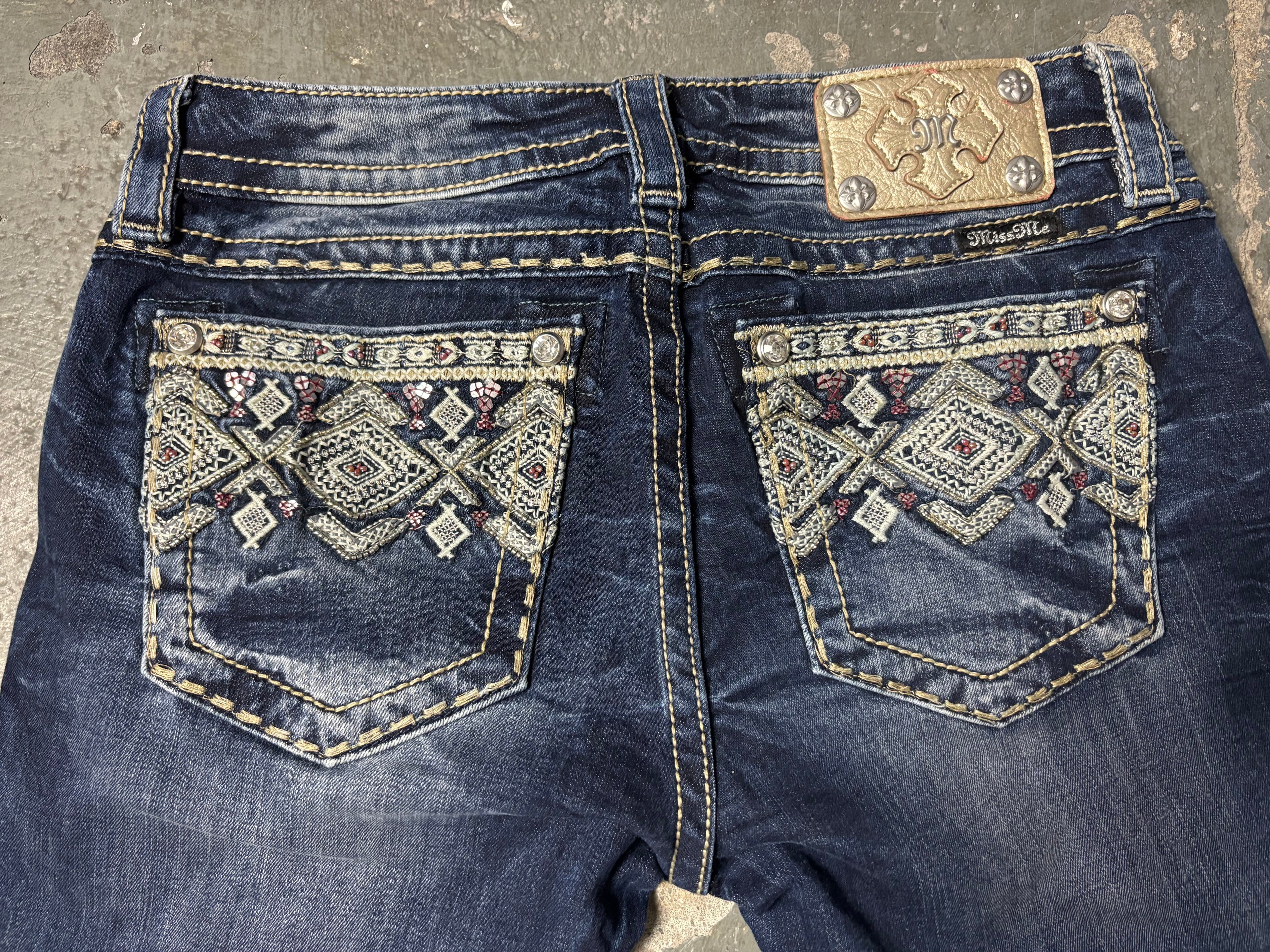 Vintage Miss Me Jeans Skinny | Aztec Diamond Details | Dark Wash