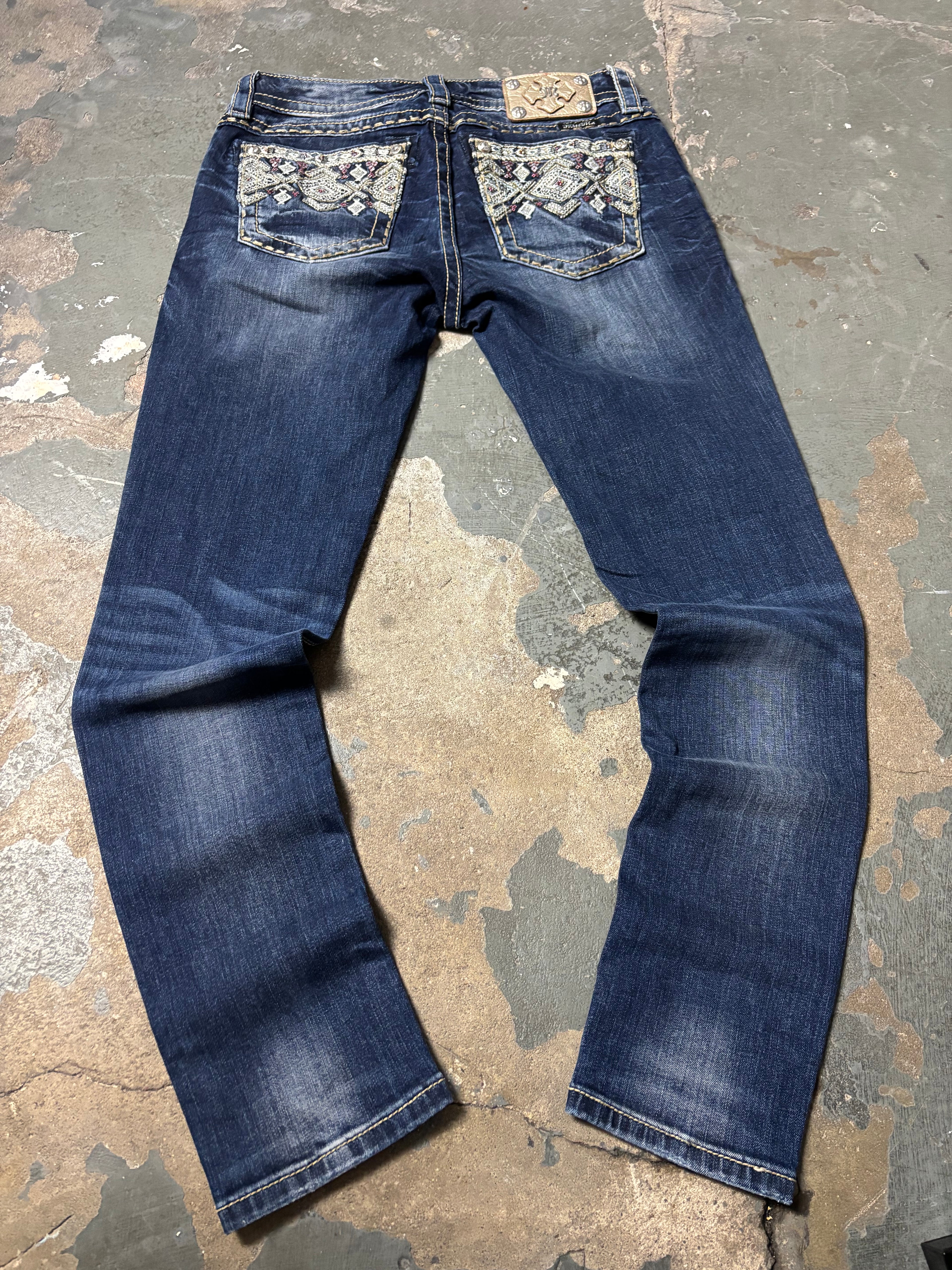 Vintage Miss Me Jeans Skinny | Aztec Diamond Details | Dark Wash