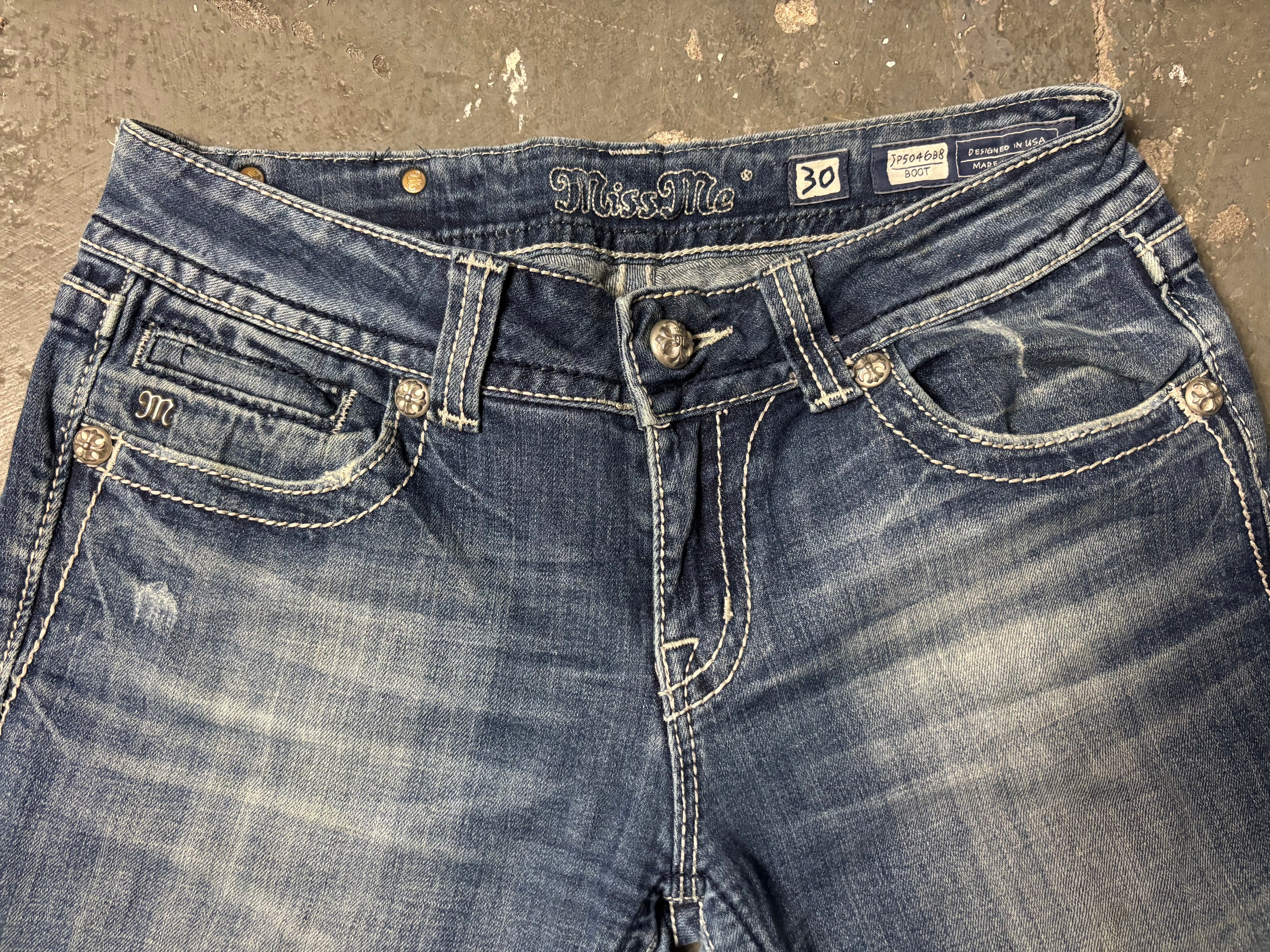 Vintage Miss Me Flared Jeans | Rhinestone Cross | Dark Wash