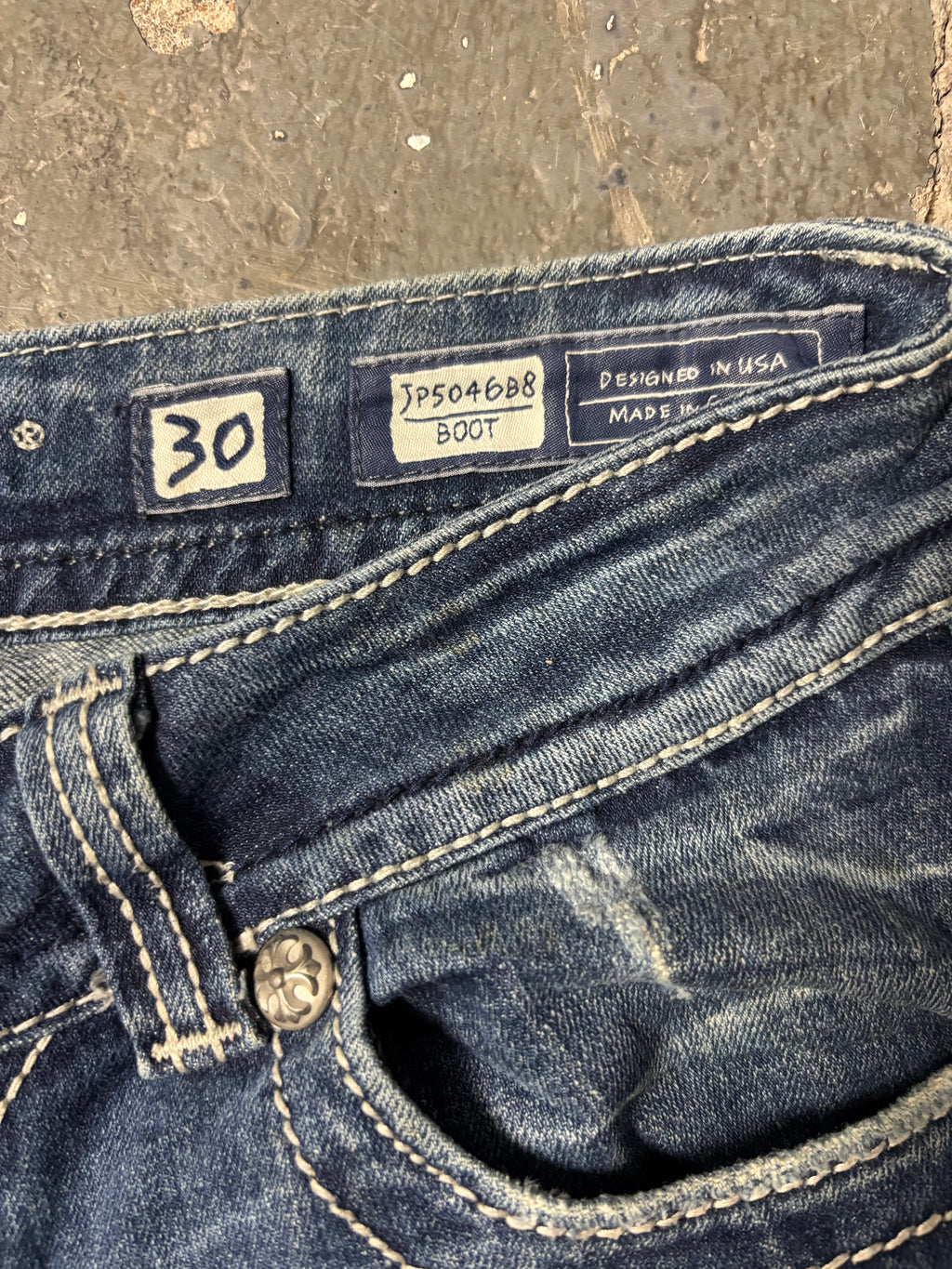 Vintage Miss Me Flared Jeans | Rhinestone Cross | Dark Wash